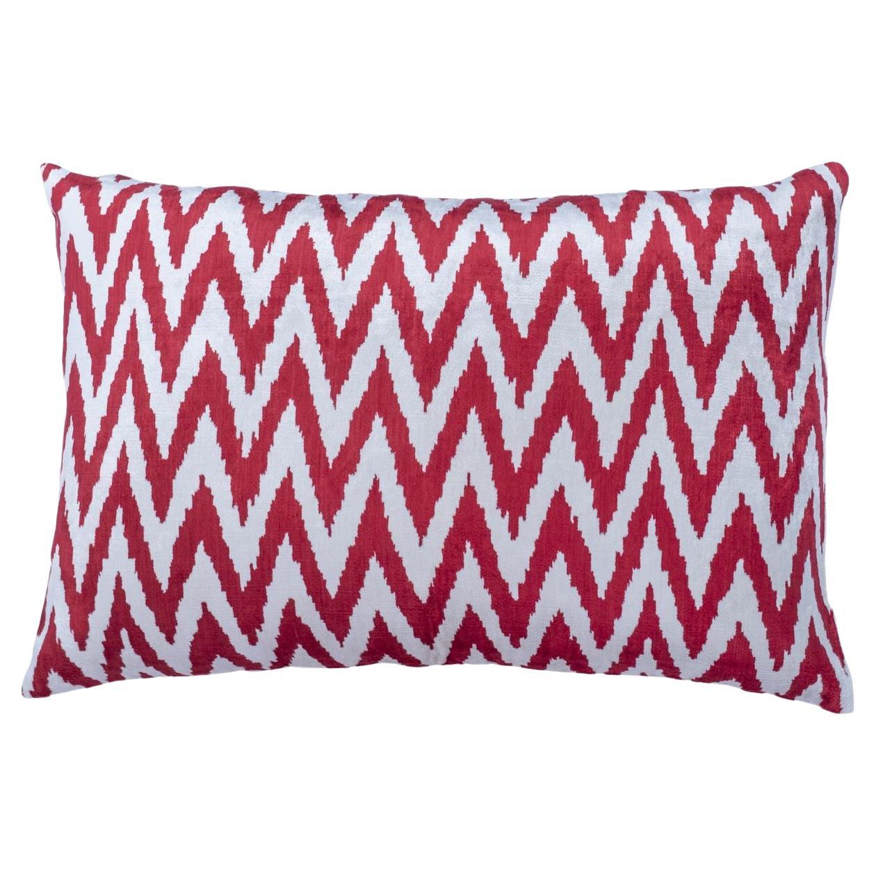 Ottoman Silk Red Hand Dyed and Hand woven Velvet Cushion