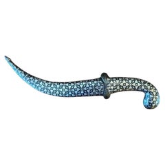 Ottoman Silver-Inlaid “Jambiya” or Curved Dagger With Its Sheath