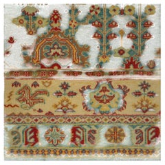 Teppich im osmanischen Stil mit botanischen Motiven und Streifenmuster, hellbraun, „Garden Grid“ von Doris Leslie Blau