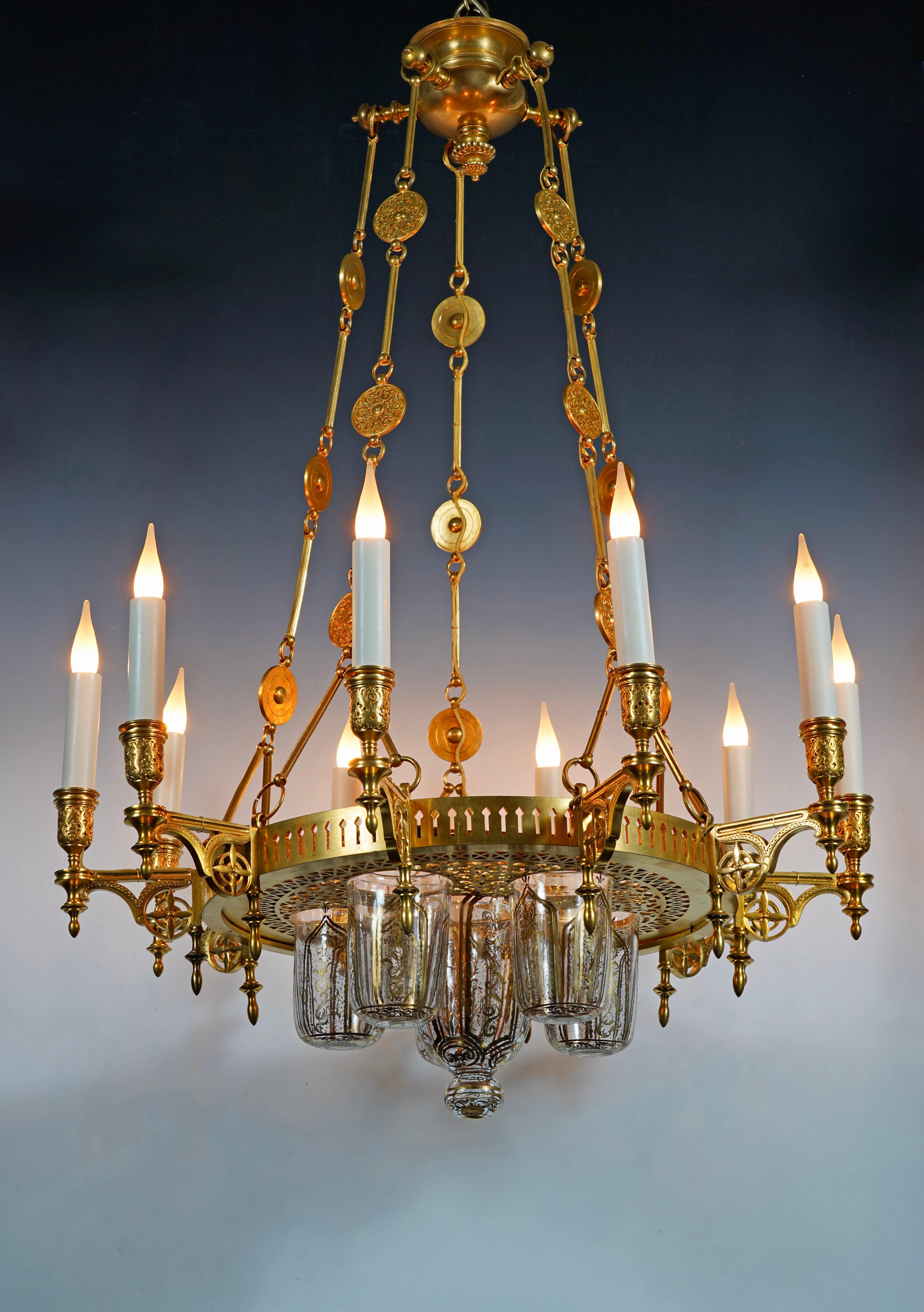 Islamic Ottoman Style Chandelier by F. Barbedienne, France, circa 1880 For Sale