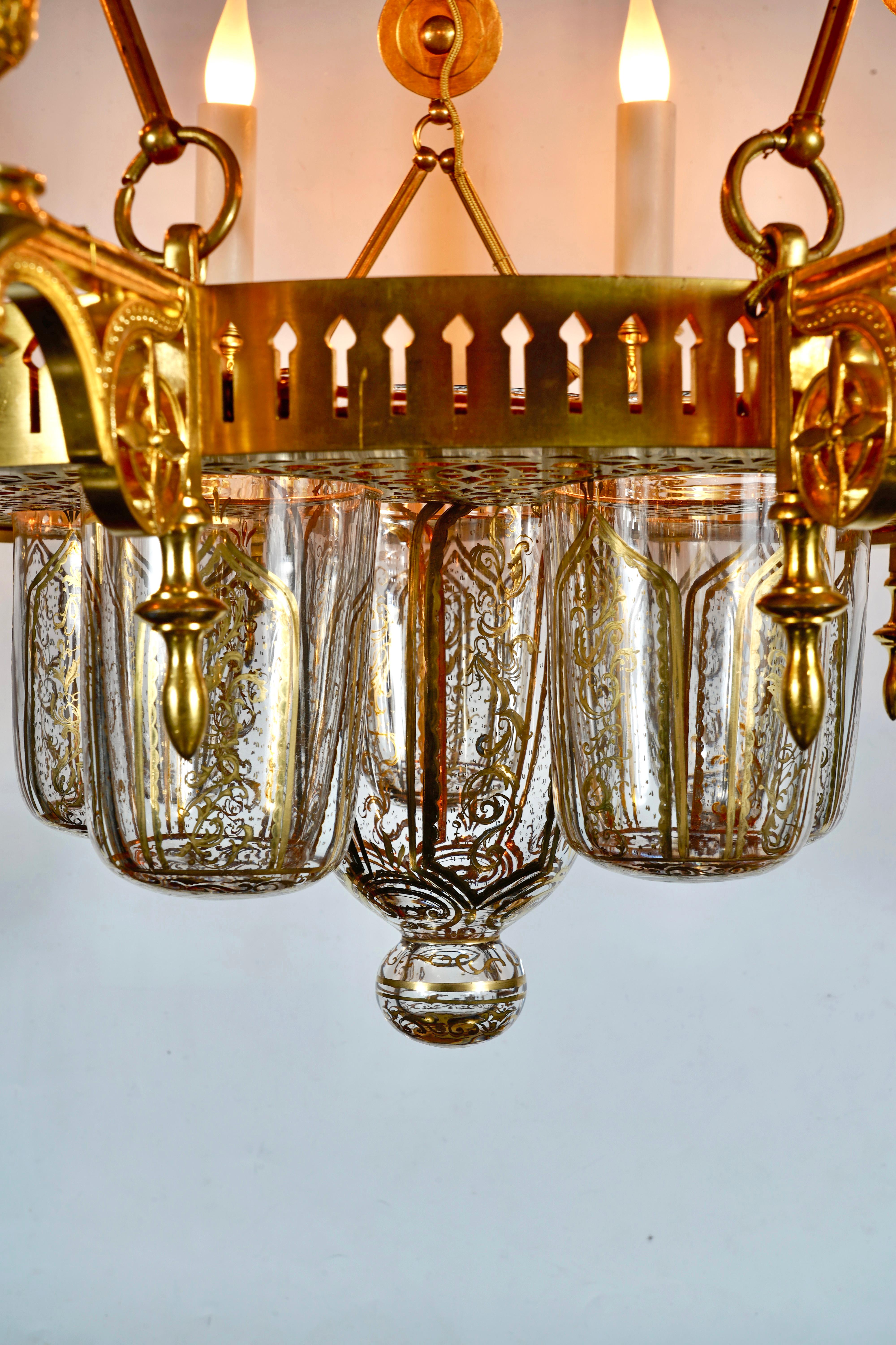 French Ottoman Style Chandelier by F. Barbedienne, France, circa 1880 For Sale