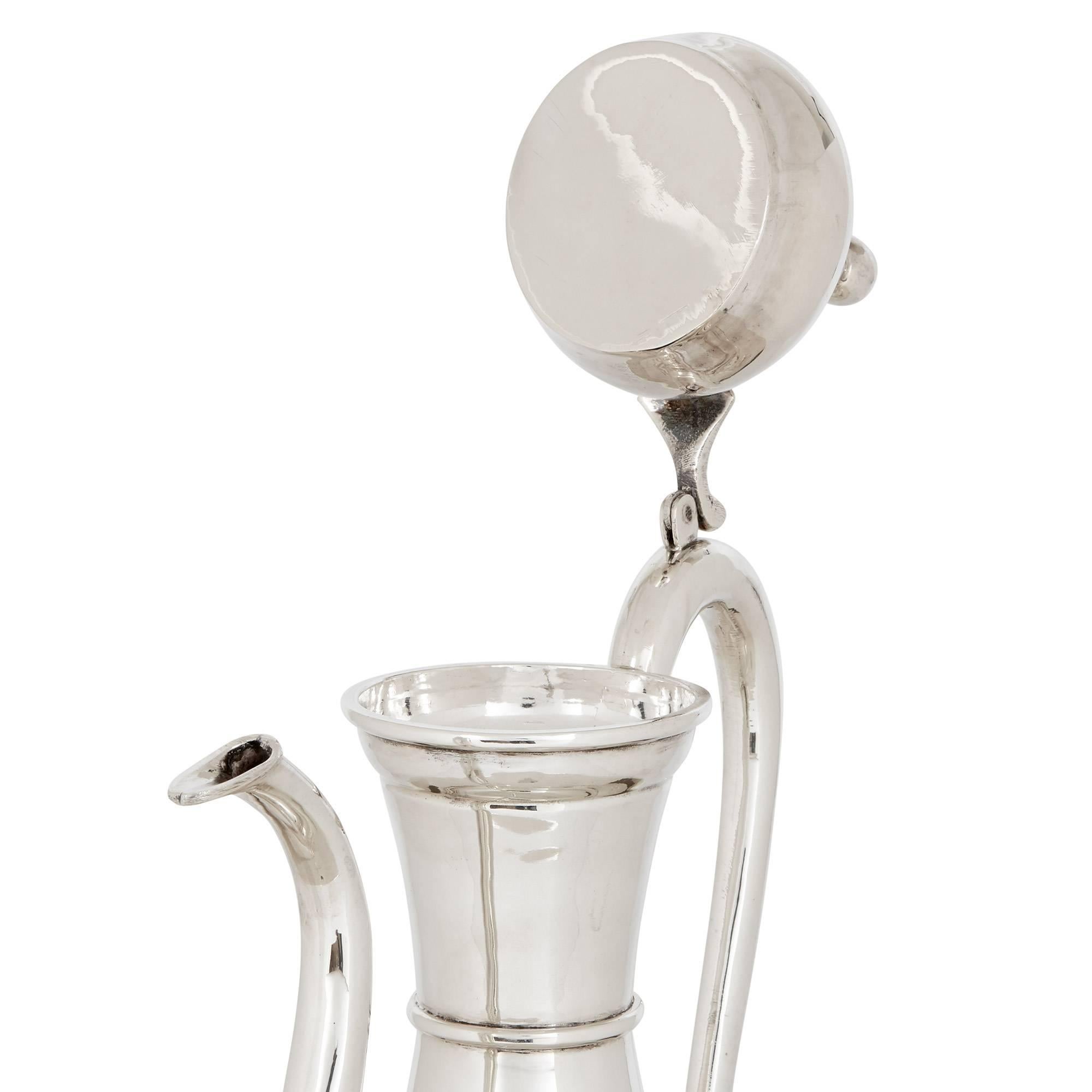 Turkish Ottoman Style Silver Ewer and Basin For Sale