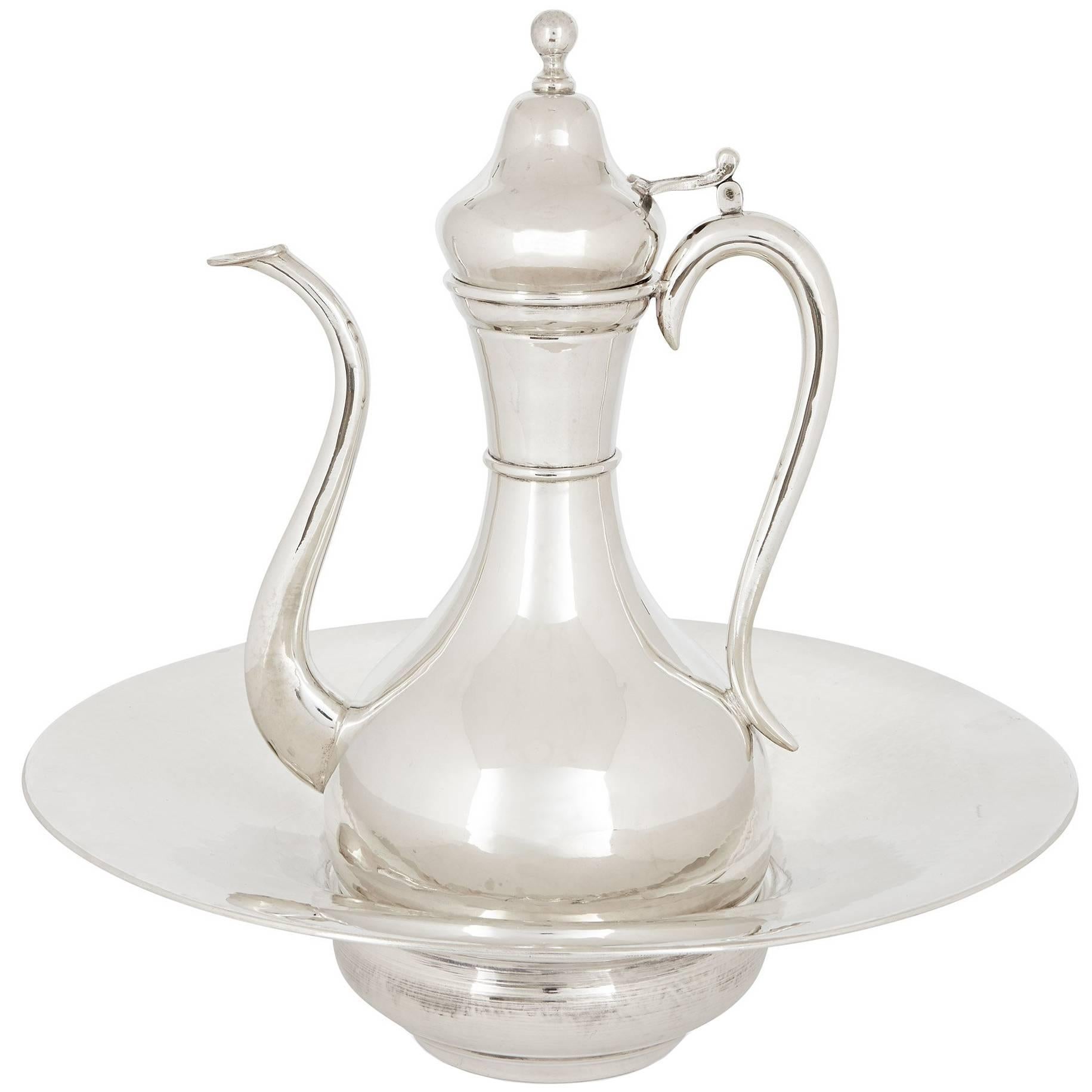 Ottoman Style Silver Ewer and Basin For Sale