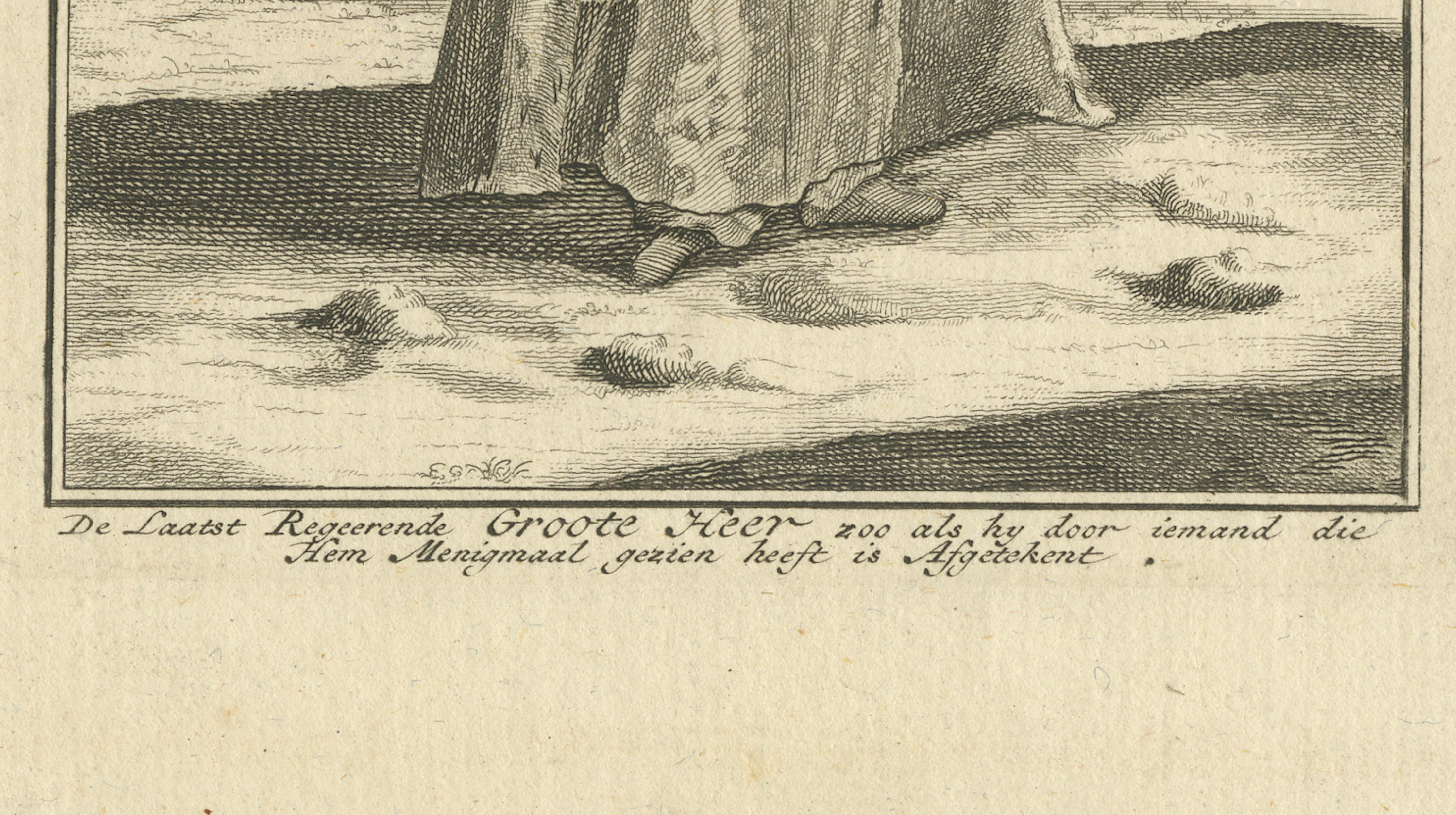 Ottoman Sultan Portrait Engraving, Constantinople View, c.1738