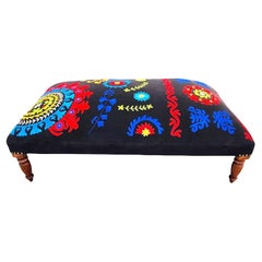 Used Ottoman Table Hand Embroidered