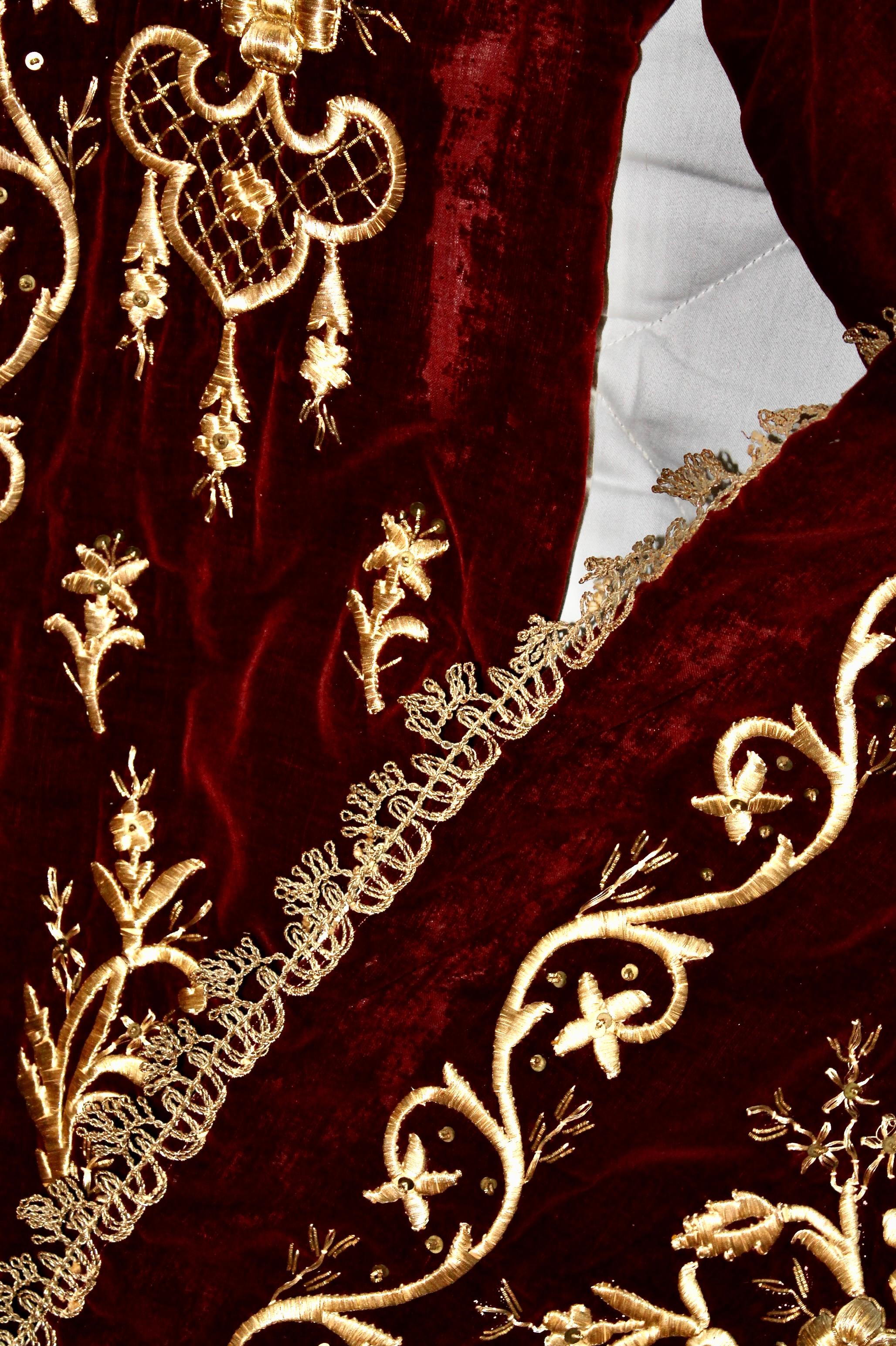 Ottoman Turkish 'Bindalli' Wedding Dress, Hand Embroidered Gold Thread 8