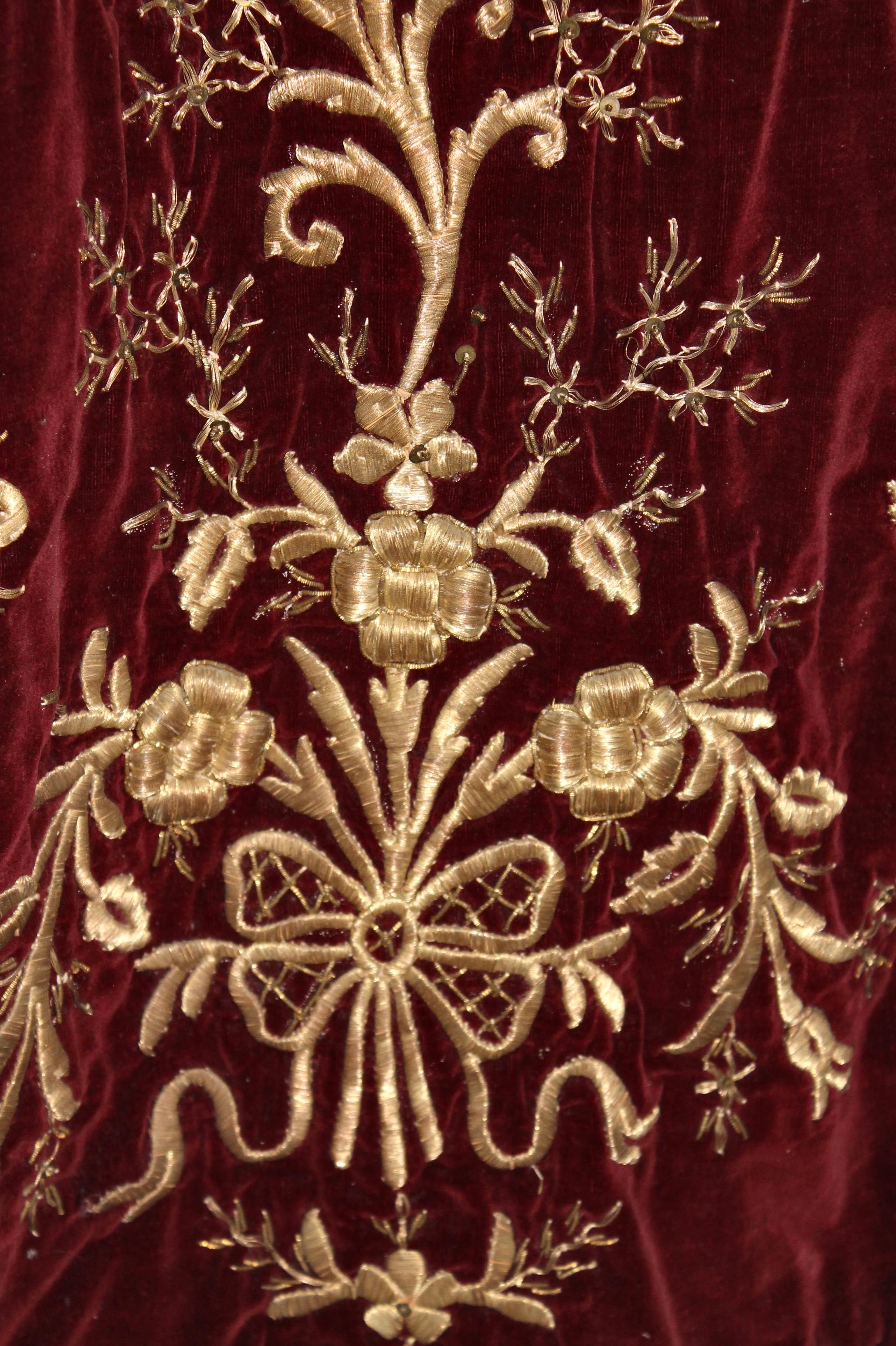 Ottoman Turkish 'Bindalli' Wedding Dress Hand Embroidered Gold Thread Late 19c. For Sale 2