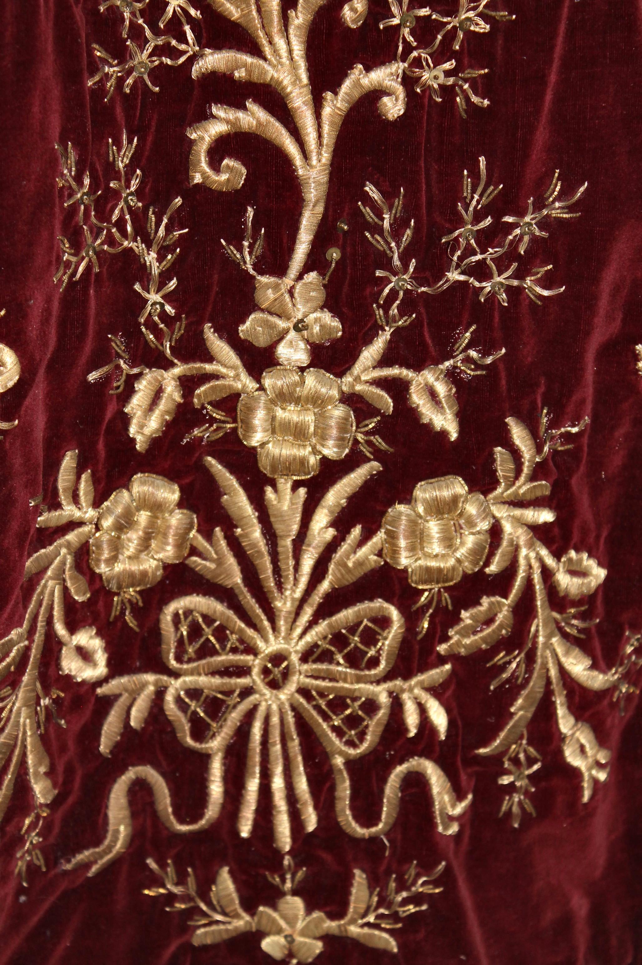 Ottoman Turkish 'Bindalli' Wedding Dress Hand Embroidered Gold Thread Late 19c. 2