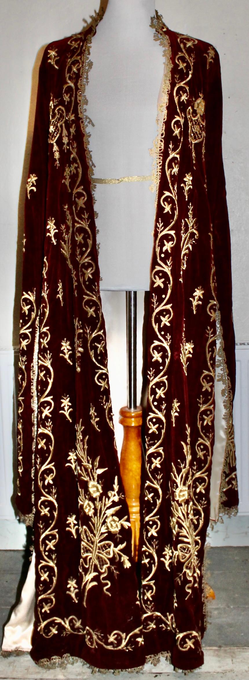 Ottoman Turkish 'Bindalli' Wedding Dress Hand Embroidered Gold Thread Late 19c. For Sale 7