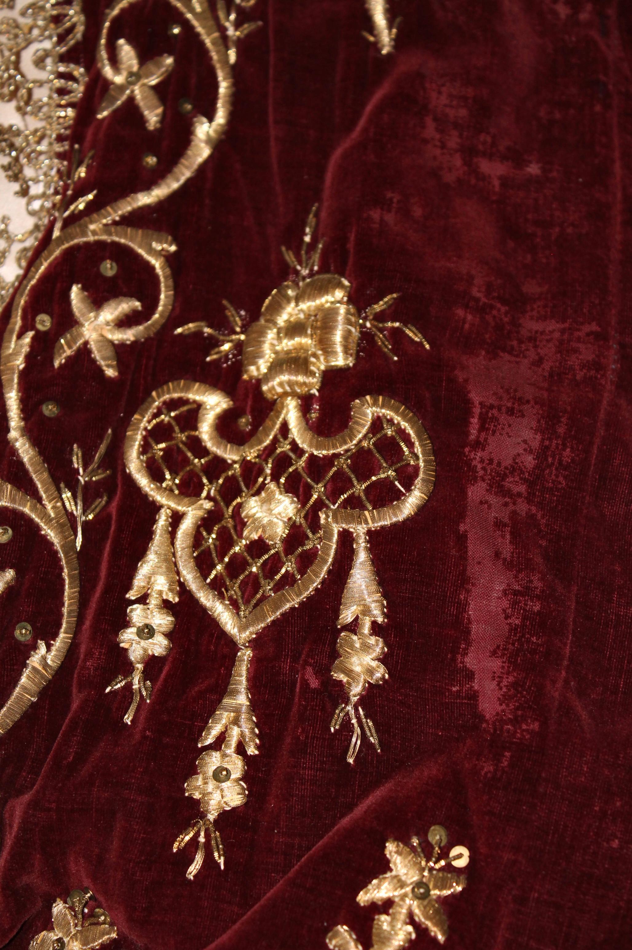 Ottoman Turkish 'Bindalli' Wedding Dress Hand Embroidered Gold Thread Late 19c. For Sale 9