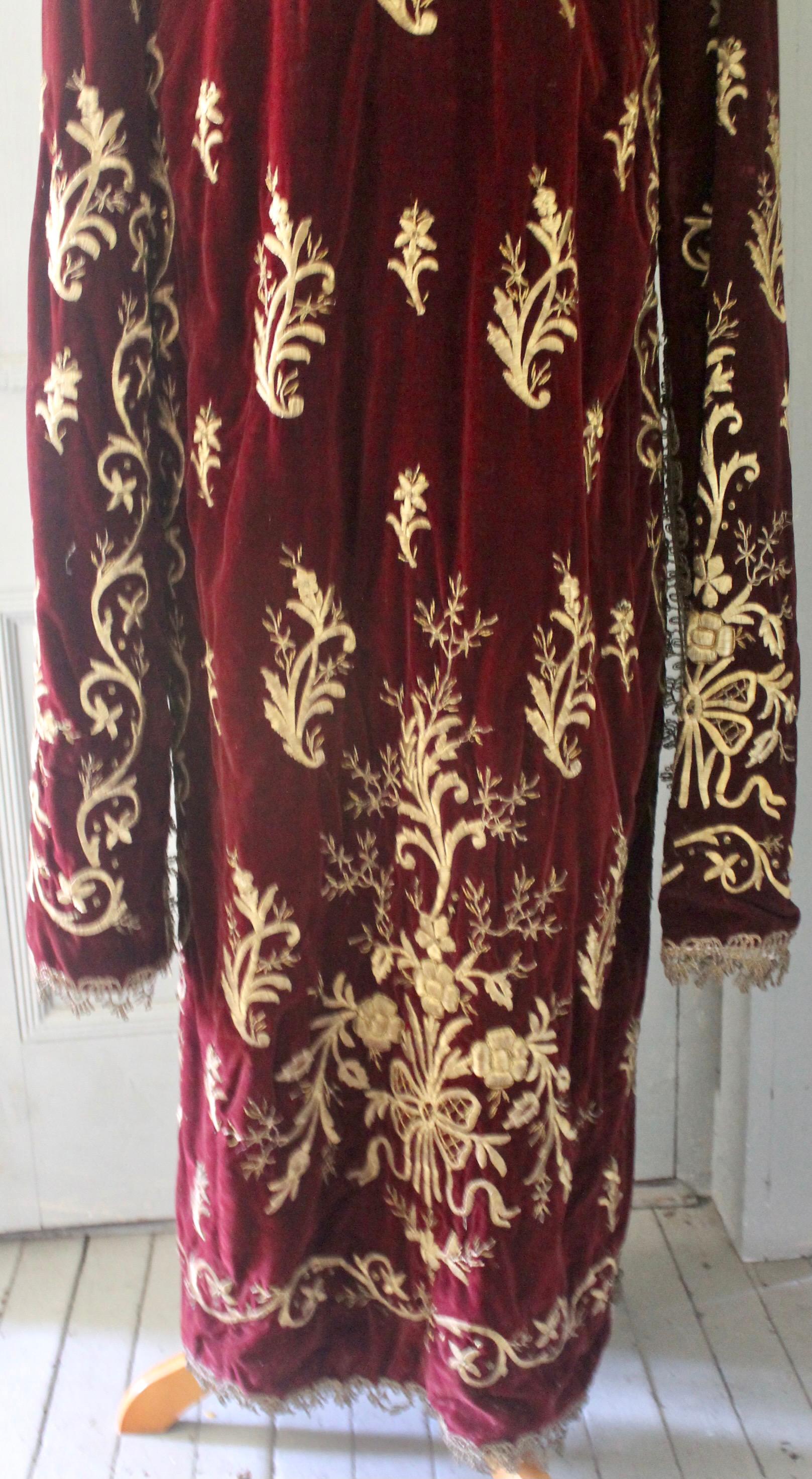 19th Century Ottoman Turkish 'Bindalli' Wedding Dress Hand Embroidered Gold Thread Late 19c. For Sale