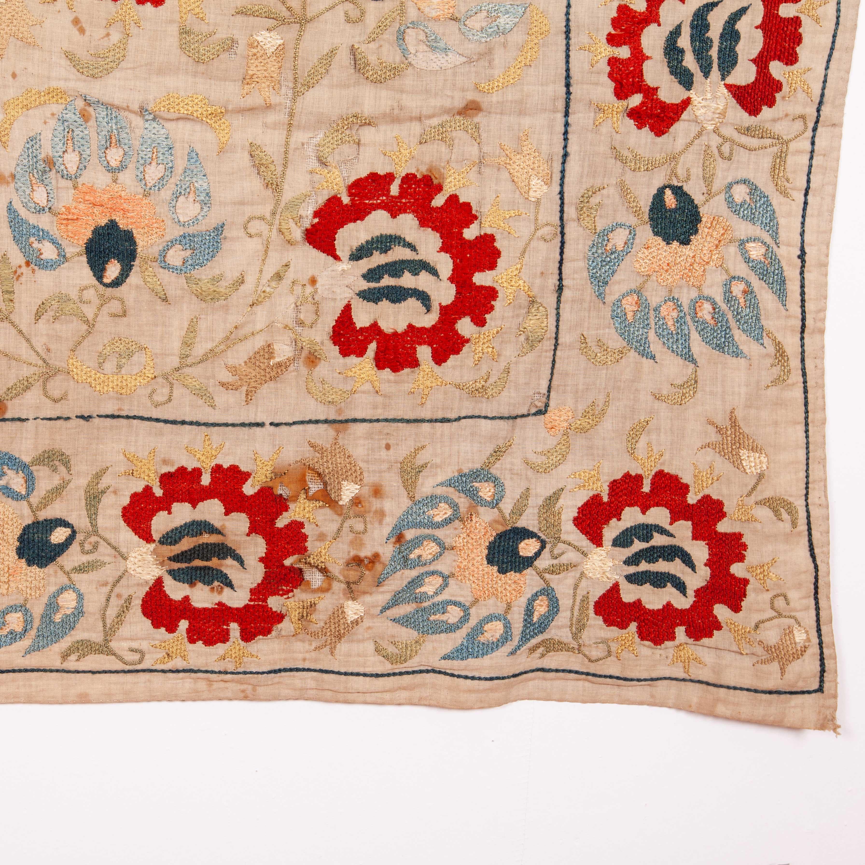 Suzani Ottoman Turkish Bokhce 'Wrapping Cloth', Early 19th Century