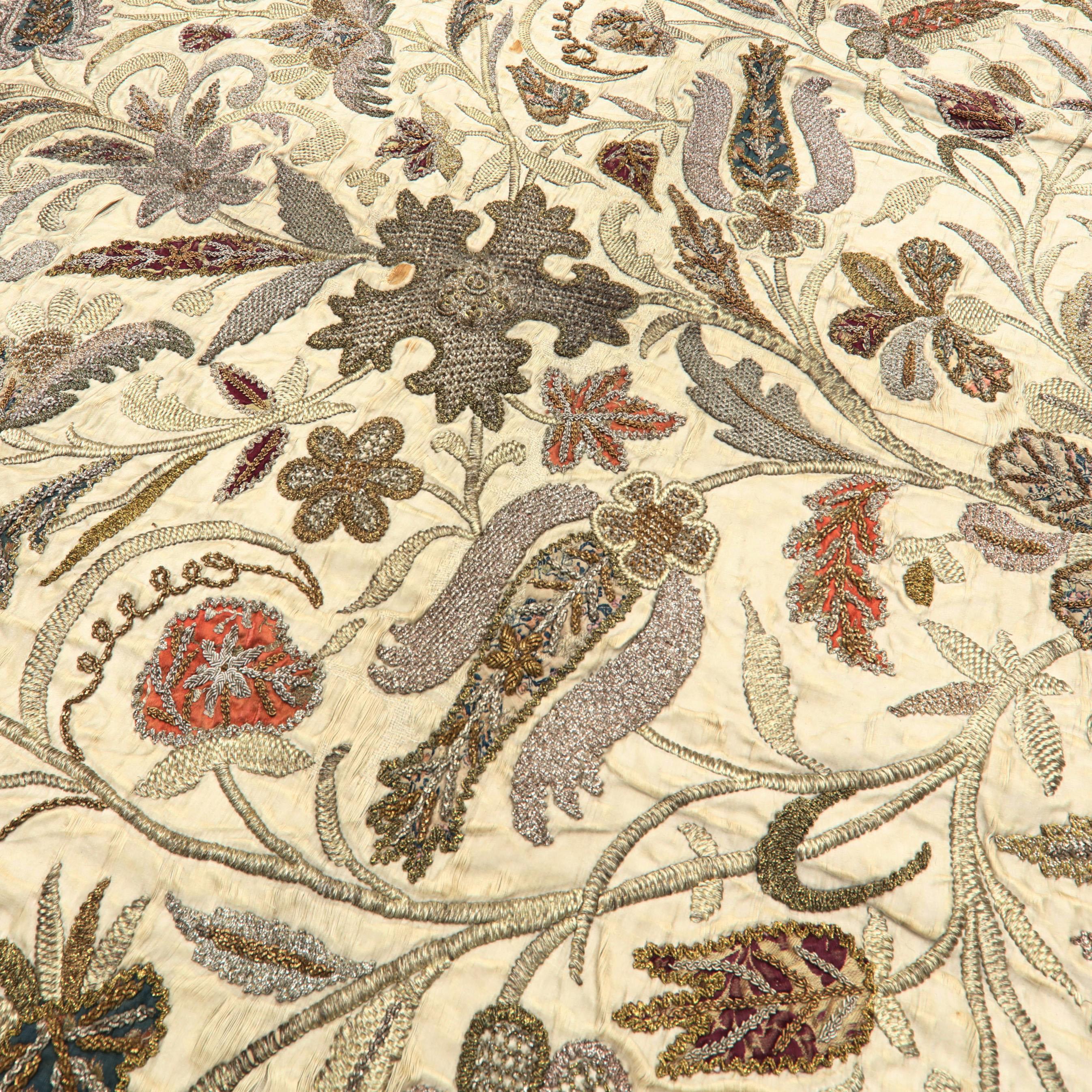 Ottoman Turkish Goldwork Embroidered and Appliqué Panel: 