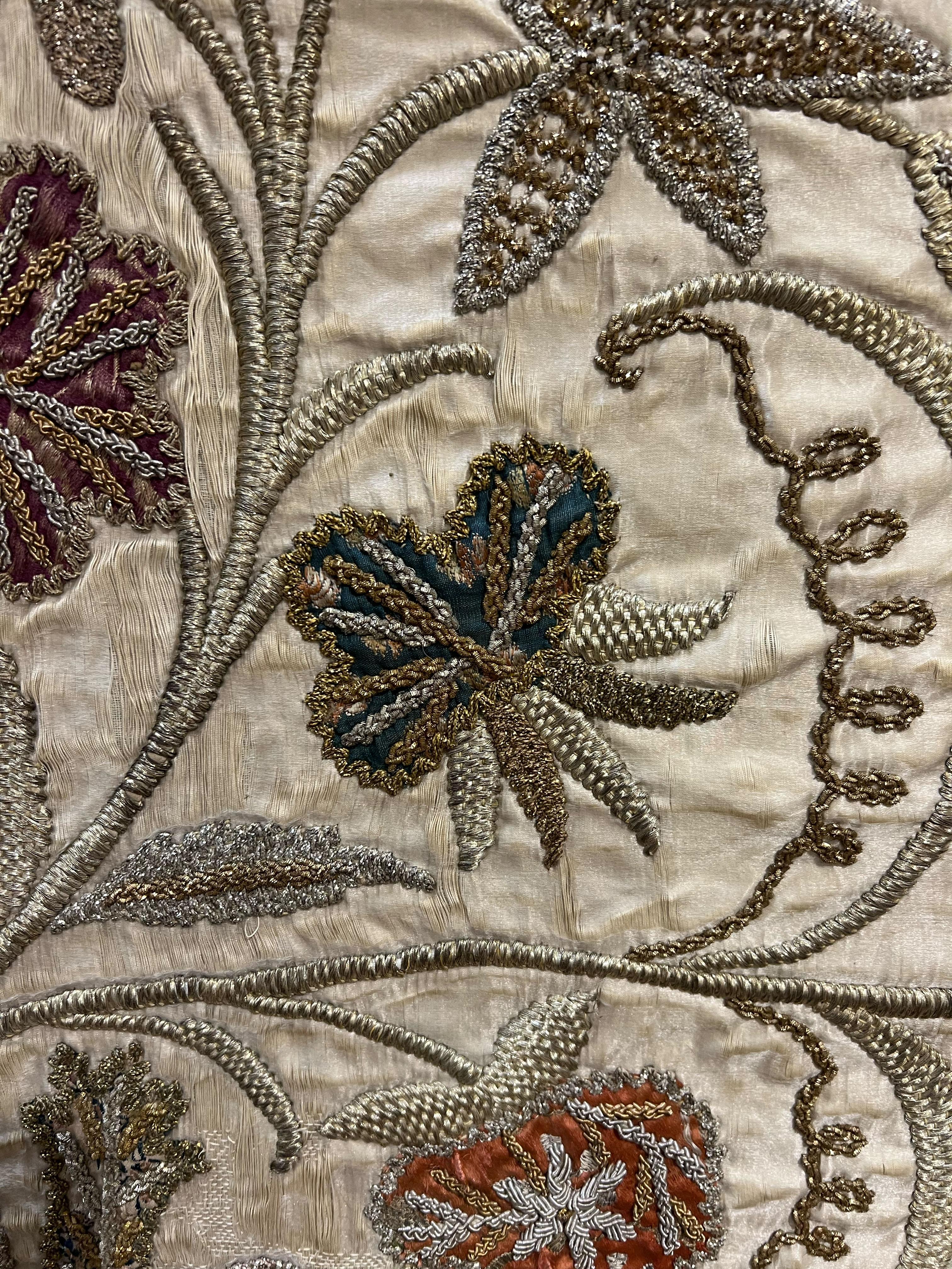 Ottoman Turkish Goldwork Embroidered and Appliqué Panel: 