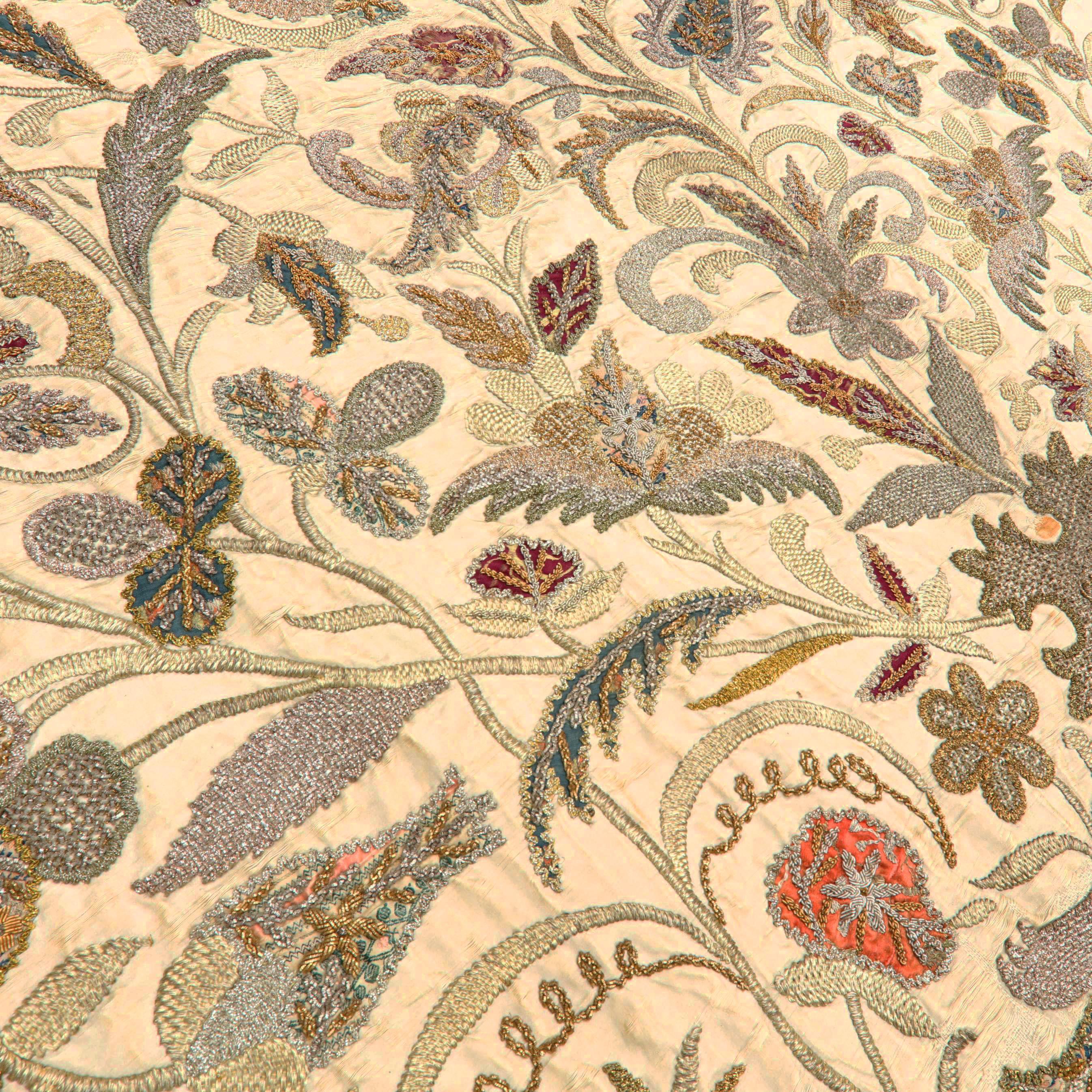 Islamic Ottoman Turkish Goldwork Embroidered and Appliqué Panel: 