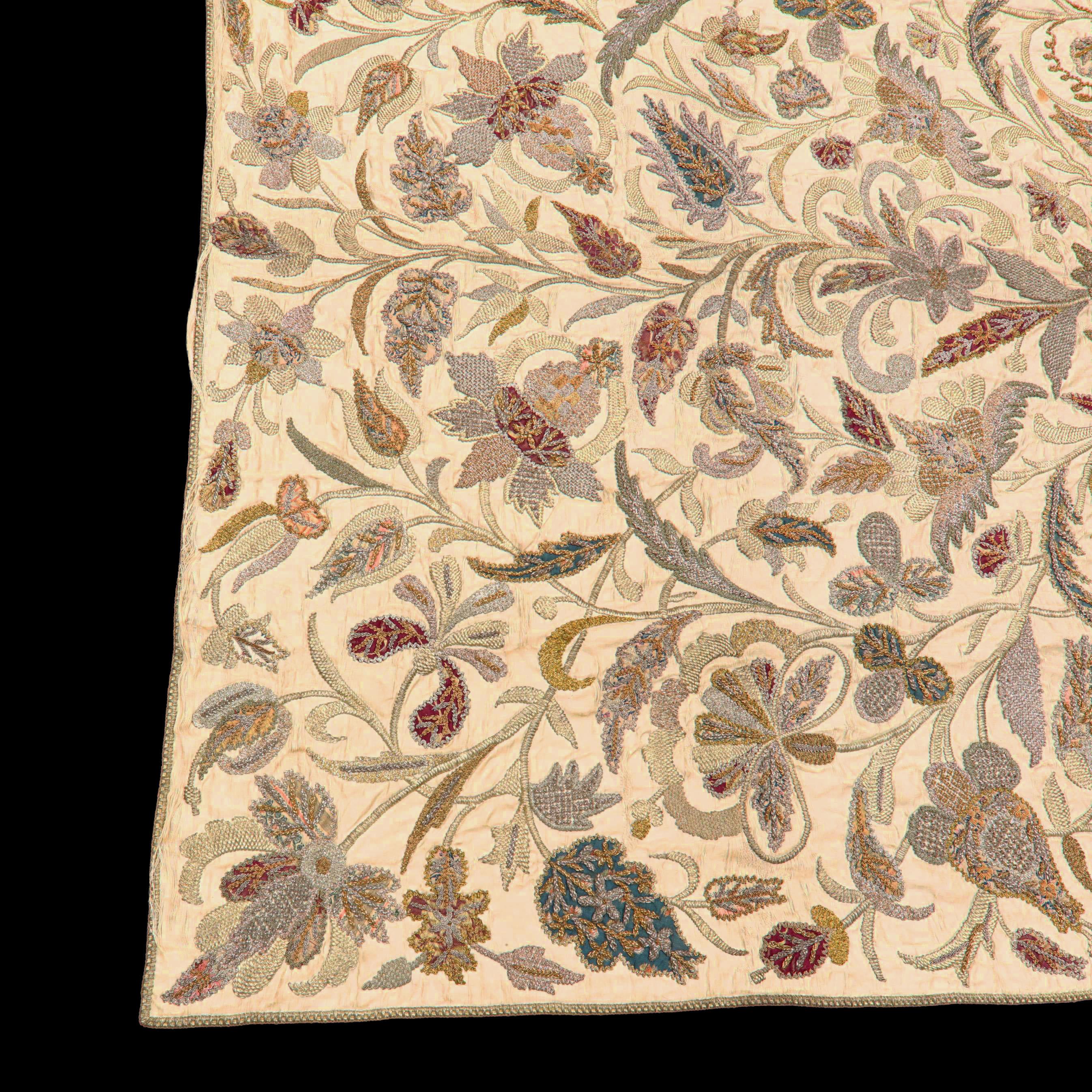 Ottoman Turkish Goldwork Embroidered and Appliqué Panel: 