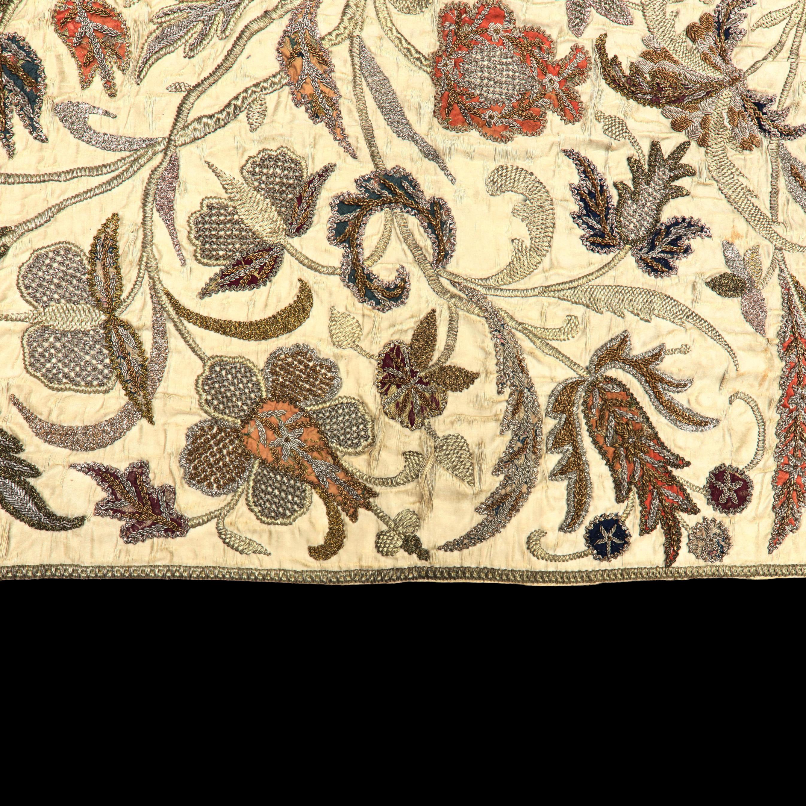 Ottoman Turkish Goldwork Embroidered and Appliqué Panel: 