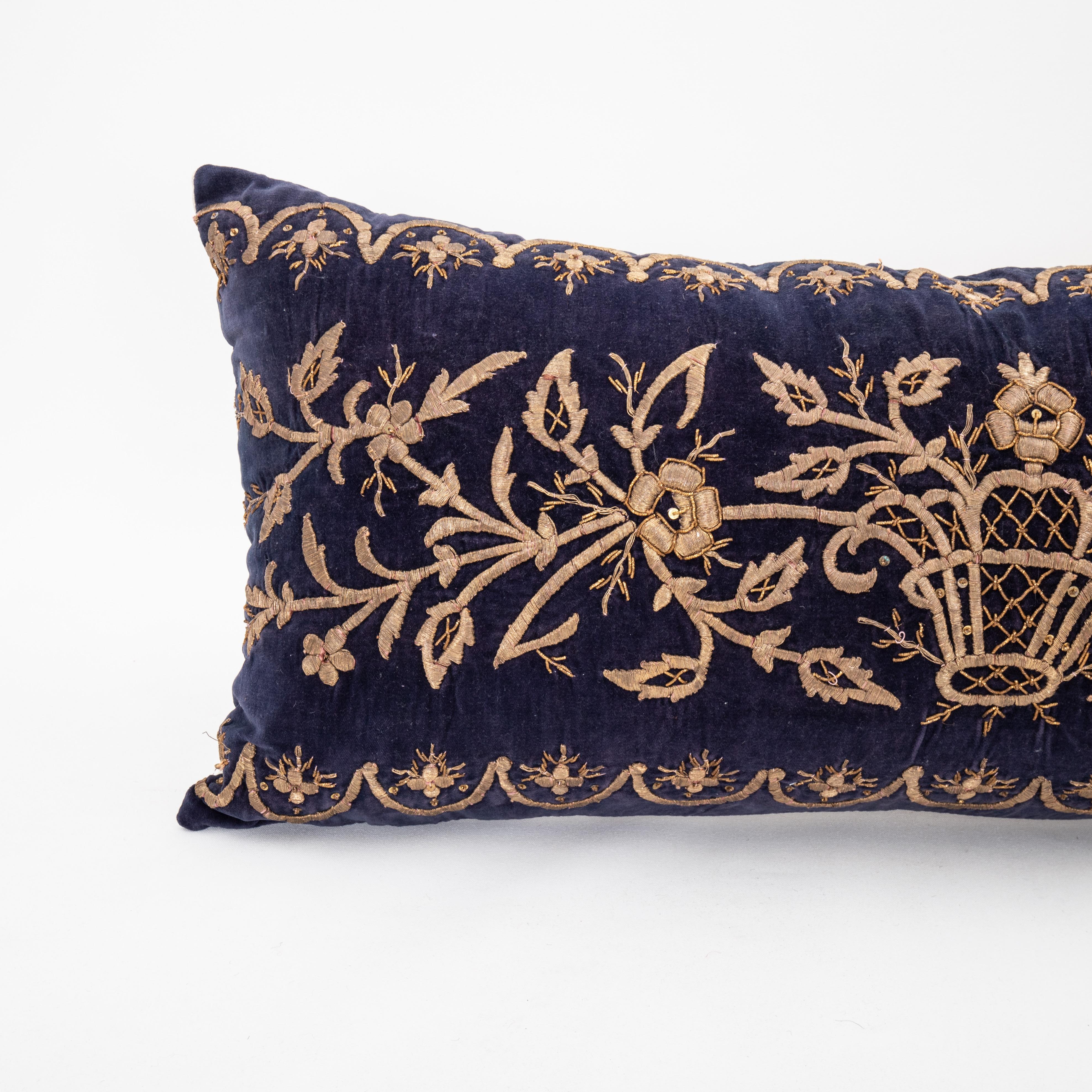 Embroidered Ottoman / Turkish Pillow Cover in Sarma Technique, late 19th / Early 20th C. For Sale
