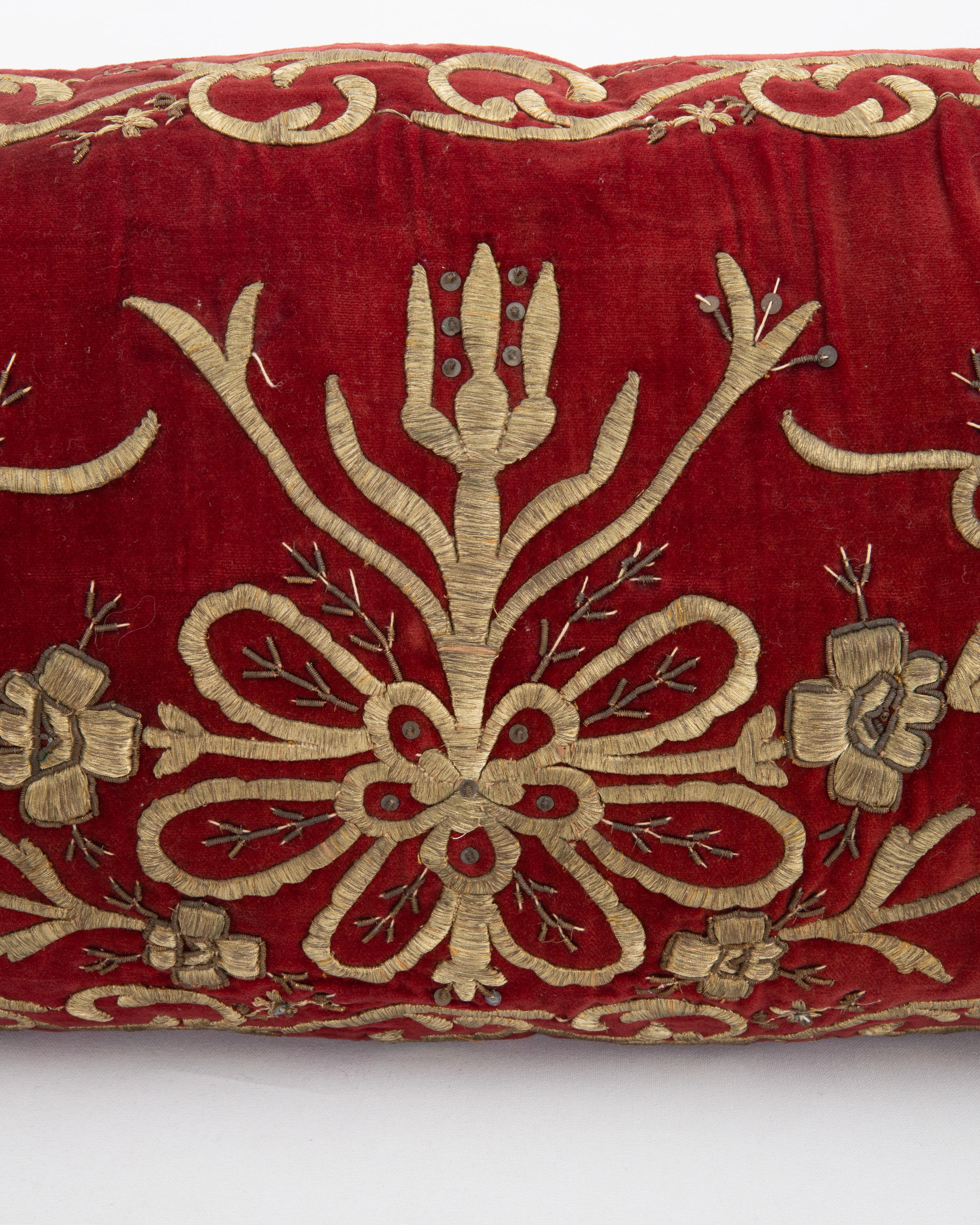 Metallic Thread Ottoman / Turkish Pillow Cover in Sarma Technique, late 19th / Early 20th C. For Sale