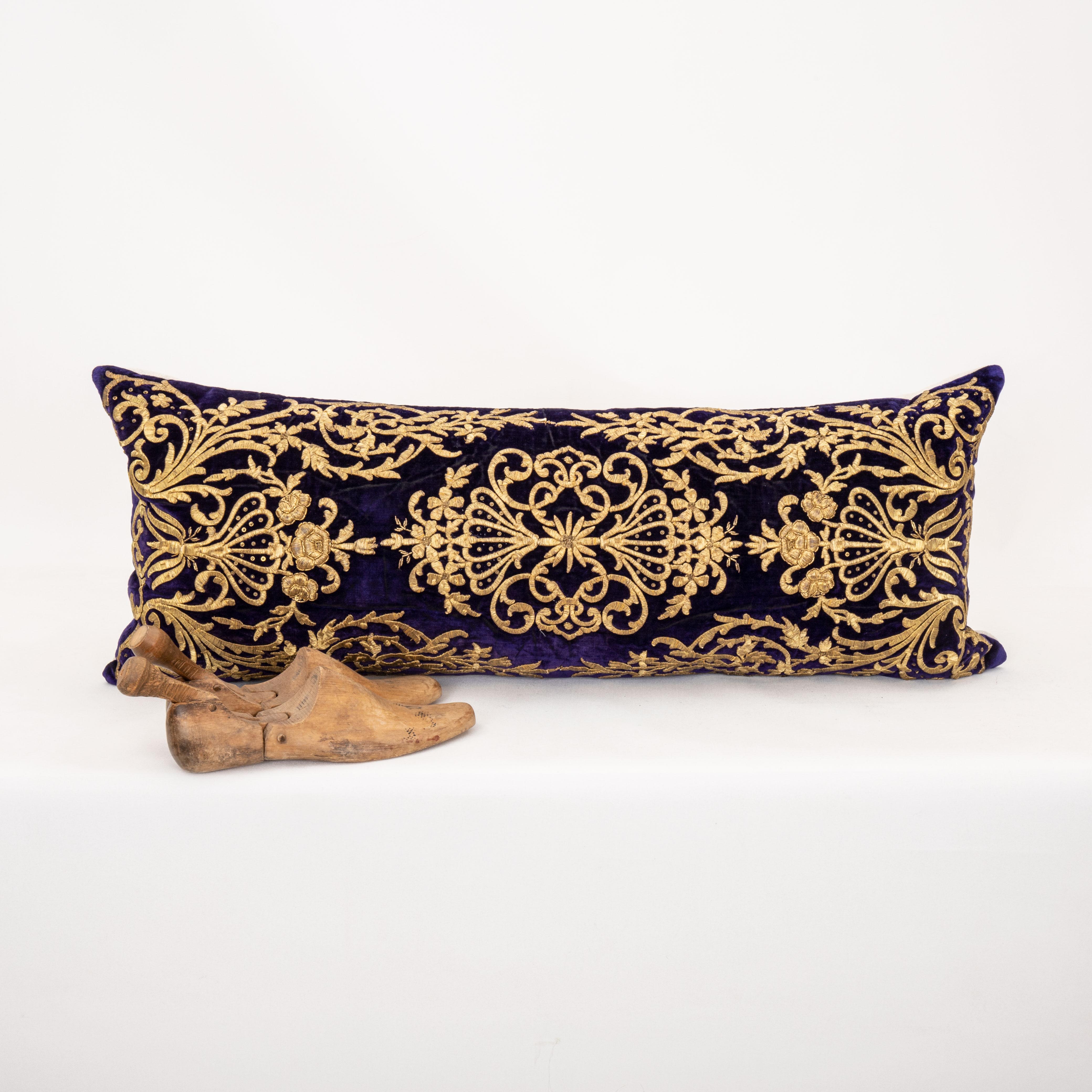 Silk Ottoman / Turkish Pillow Cover in Sarma Technique, late 19th / Early 20th C. For Sale