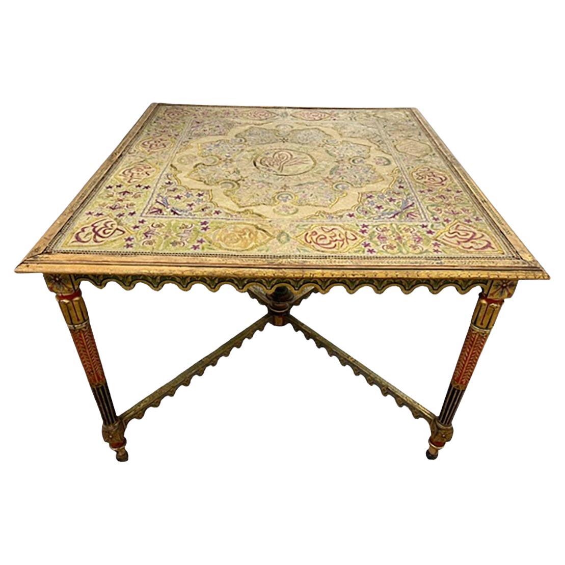 Ottoman Turkish Table with Tughra Monogram For Sale