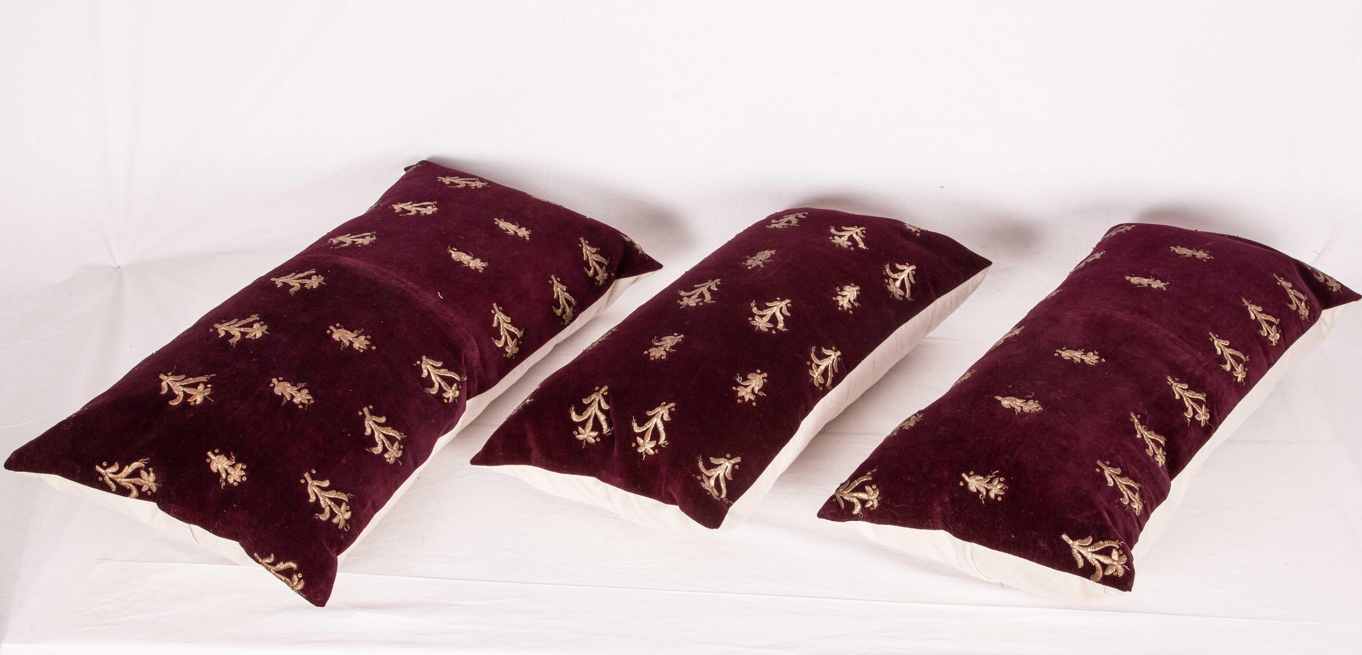 Silk Ottoman Turkish Velvet Pillow Cases, Early 20th Century For Sale