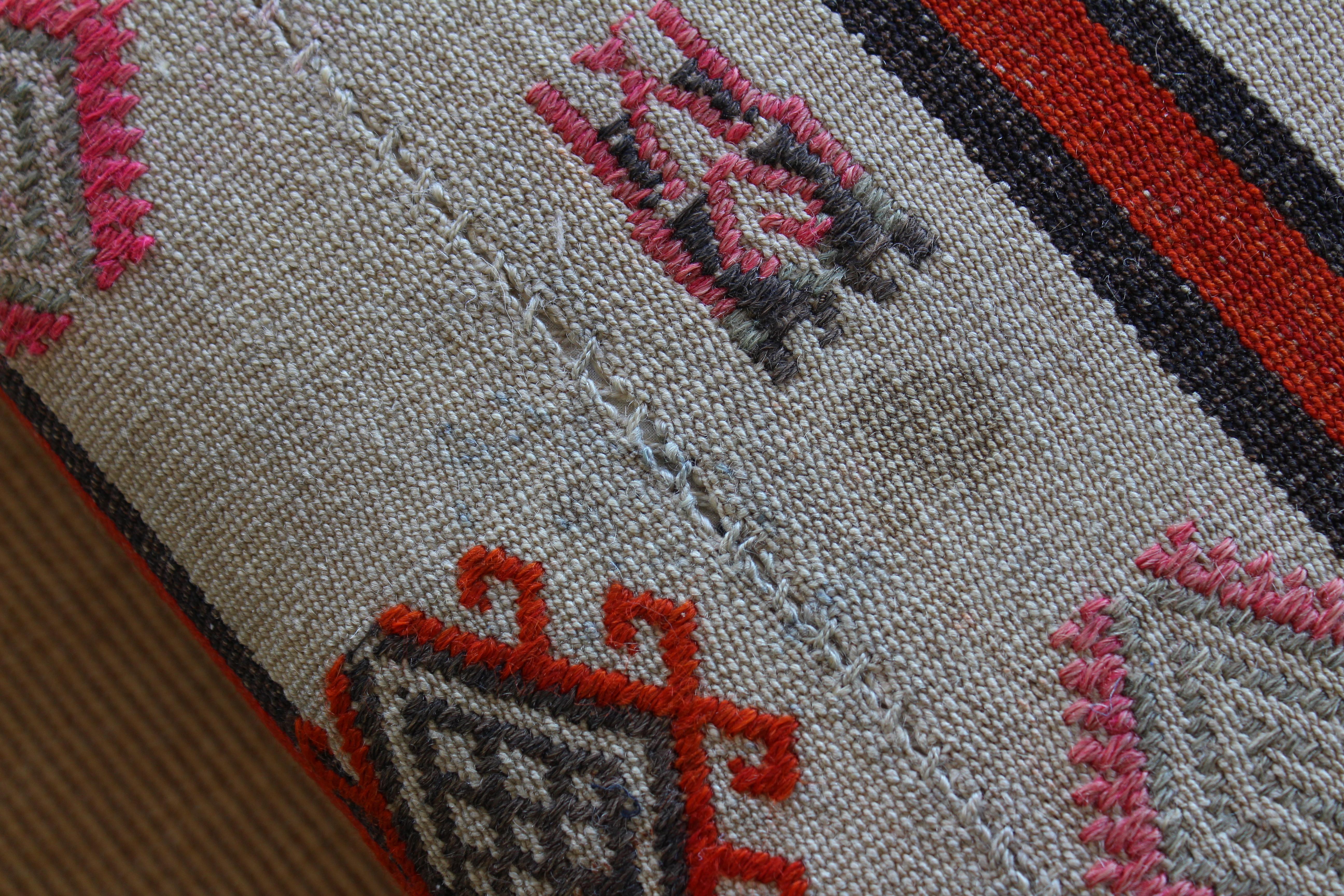 Ottoman Upholstered in a Vintage Rug 1