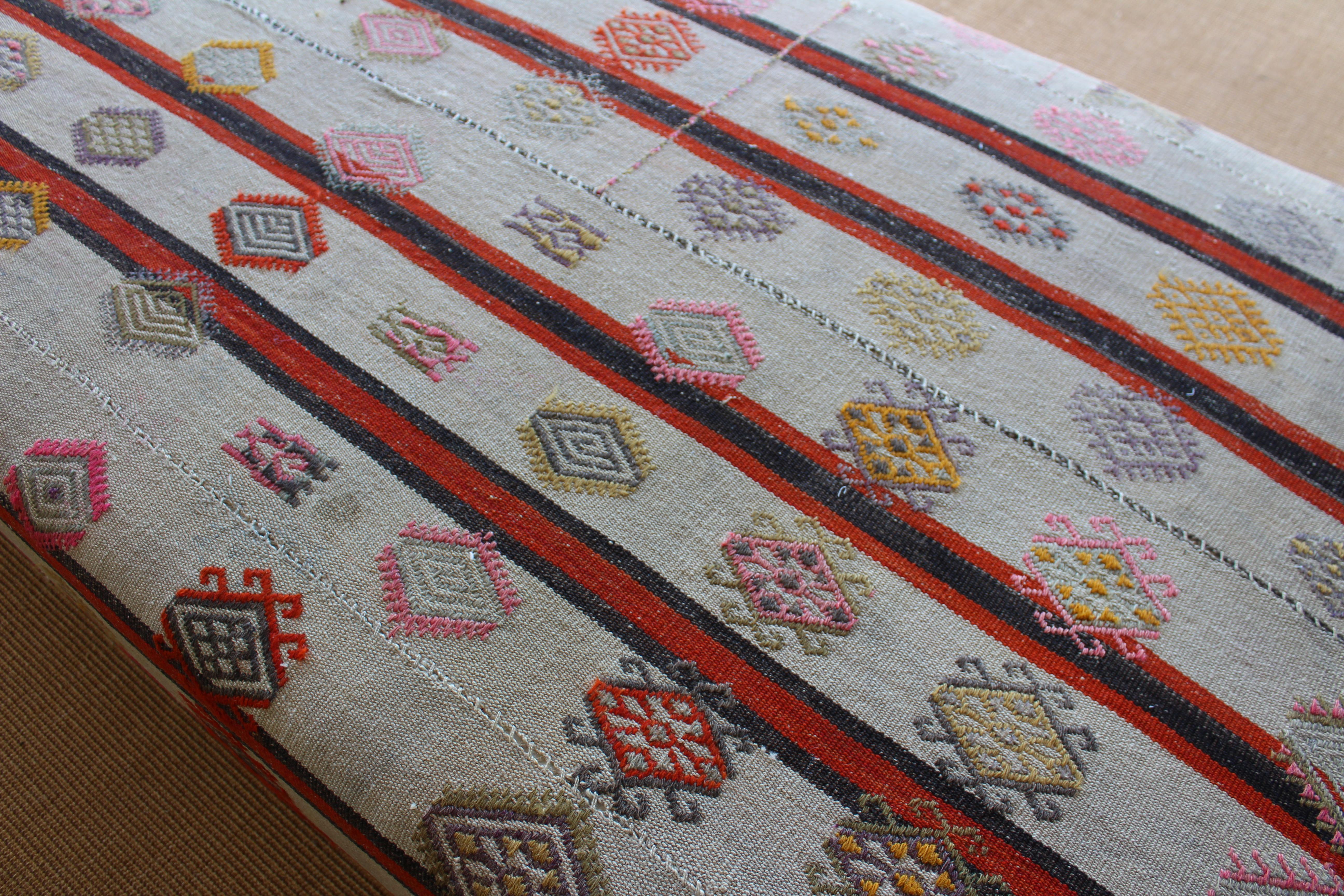 Ottoman Upholstered in a Vintage Rug 2