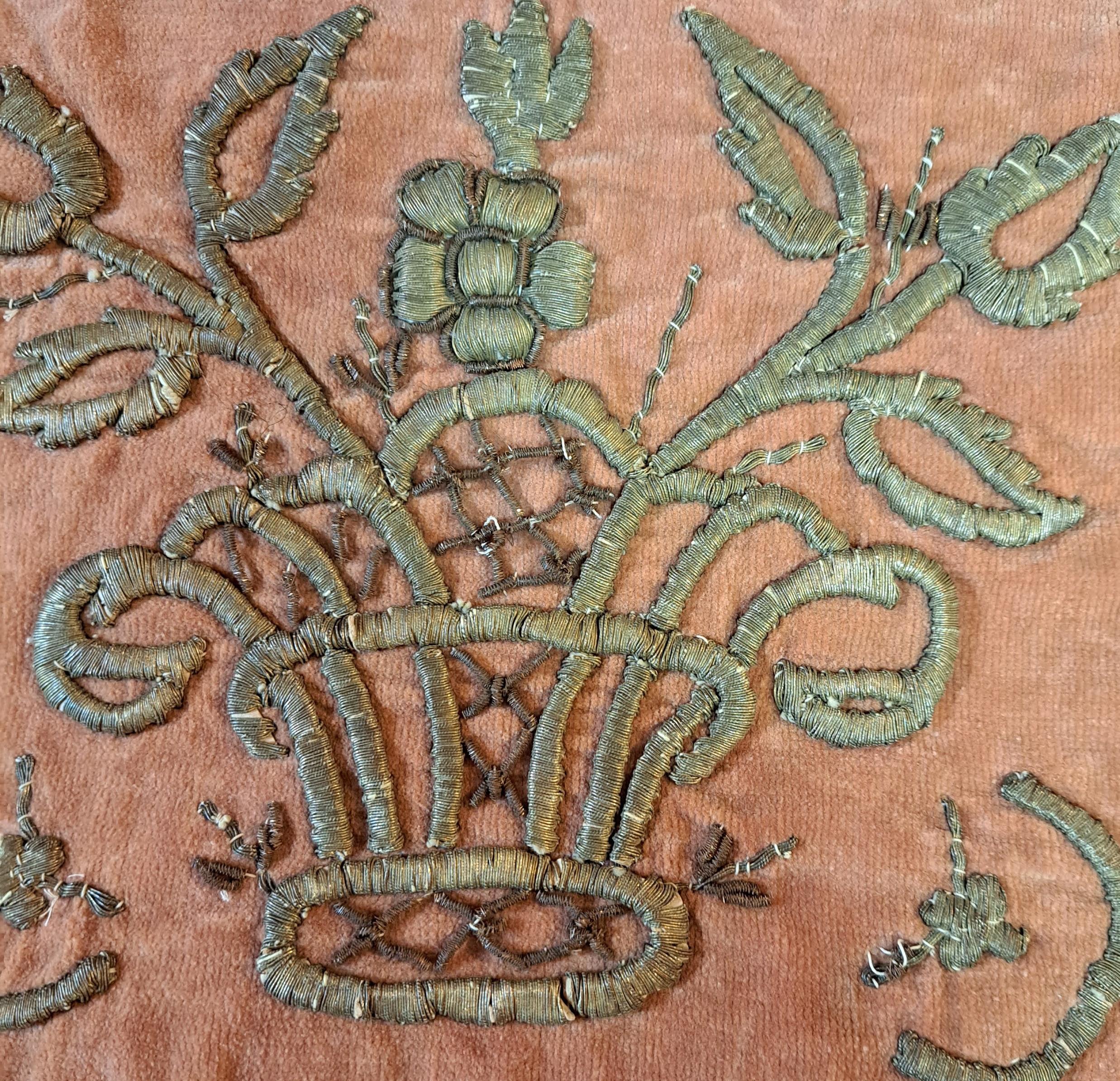 Turkish Ottoman Velvet Embroidered Panel For Sale
