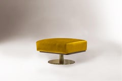 DOOQ Ottoman with Soft Velvet and Brass Foot Egoista