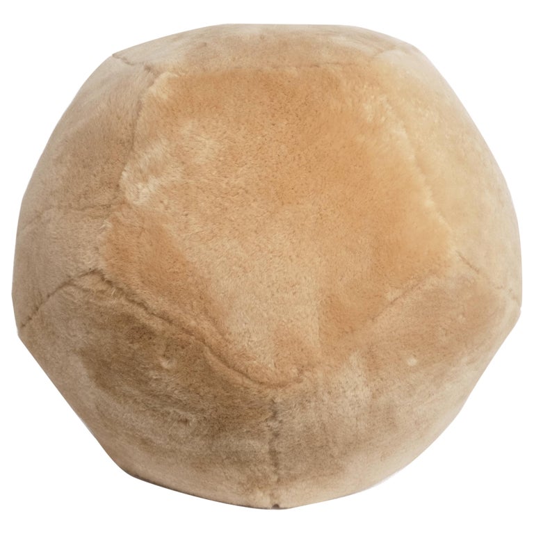 22" Round Ottoman X in Camel Shearling by Moses Nadel For Sale at 1stDibs