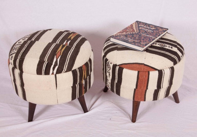 Ottomans of Poufs Upholsered with a Vintage Fulani from Mali Africa at