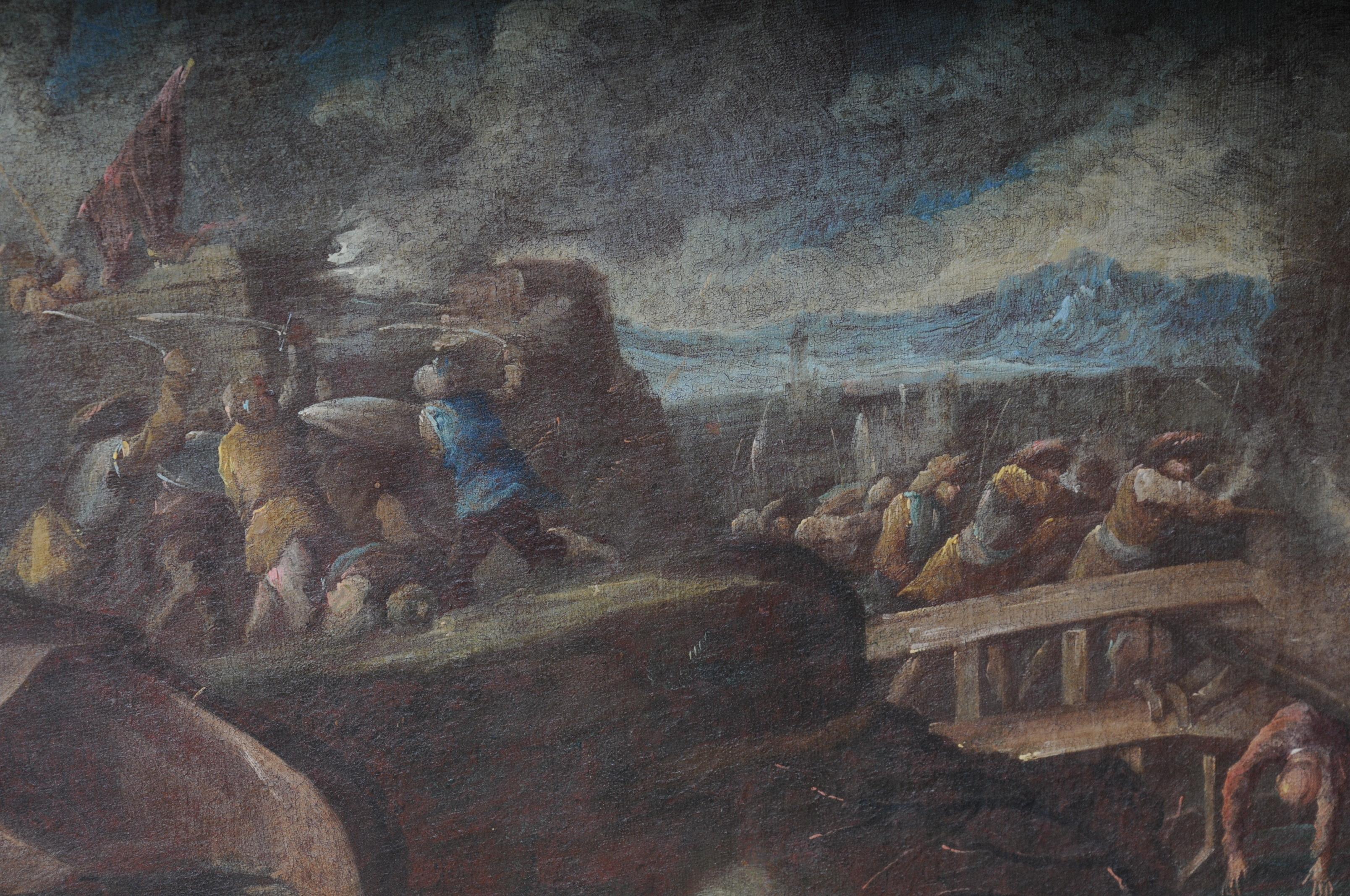 Ottomans Oil Painting Battle Scene from 1740 For Sale 2