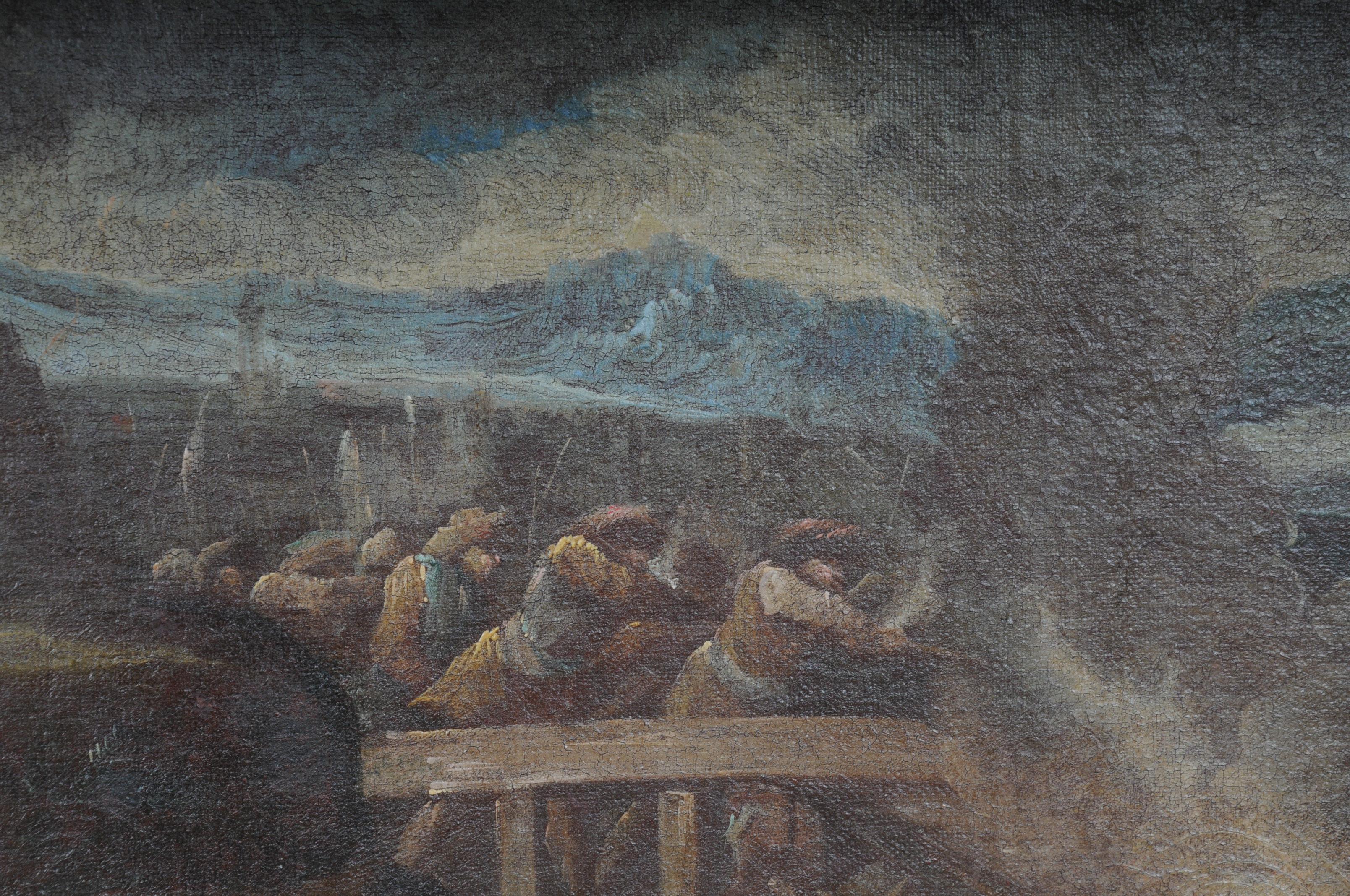 Ottomans Oil Painting Battle Scene from 1740 In Good Condition For Sale In Berlin, DE