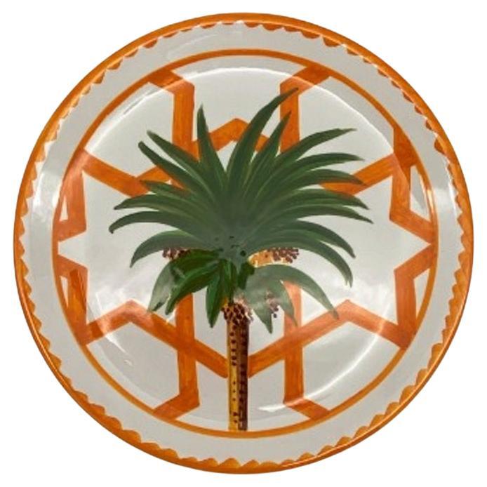 Ottomans Palms Handpainted Ceramic Dinenr plate Made in Italy For Sale