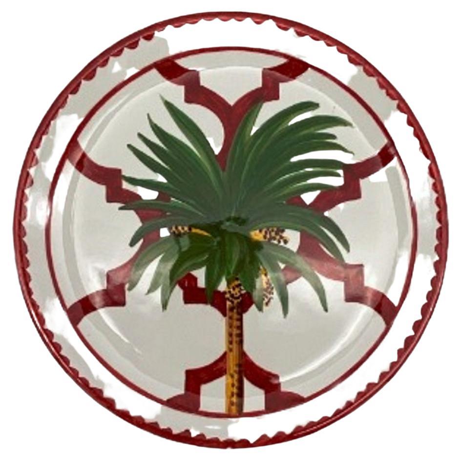 Ottomane Palmen-Teller aus handbemalter Keramik, hergestellt in Italien