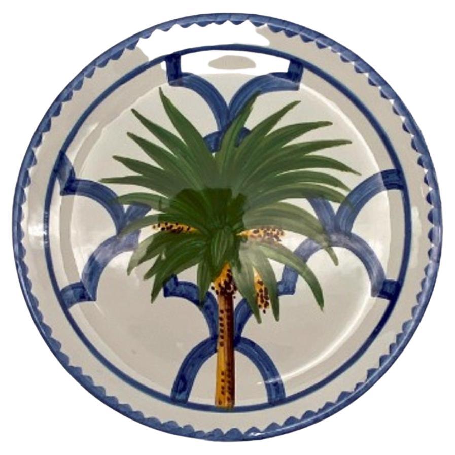 Assiette à dîner Ottomans Palms en céramique peinte à la main fabriquée en Italie