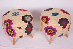 Ottomans / Poufs Upholstered with a Vintage Suzani
