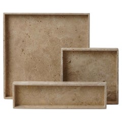 Bandeja de Travertino Cuadrada de 16'' OTTOMANS para Decoración de Baños, Cocinas y Salones