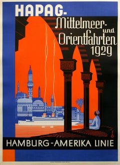 Original Vintage Hapag Hamburg Amerika Mittelmeer und Orientfahrten