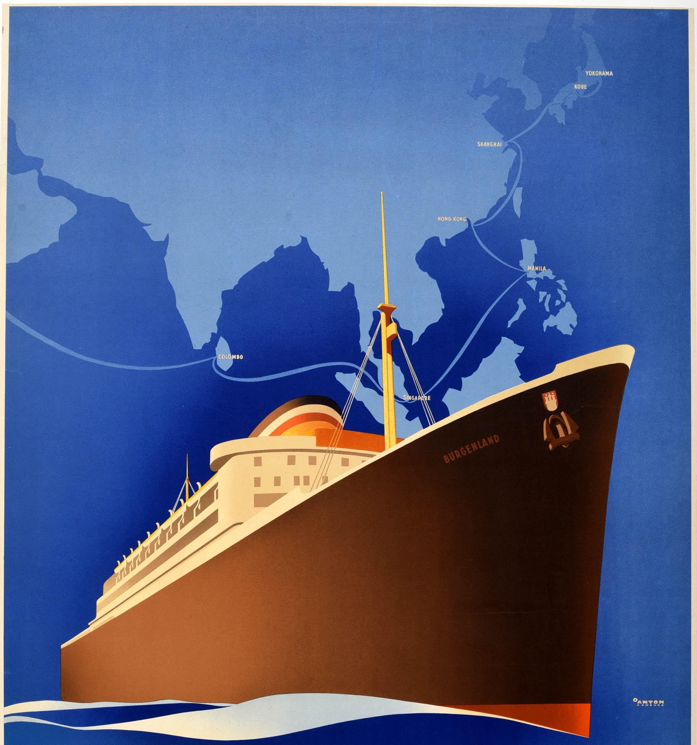 Vintage Art Deco Travel Poster Rio Brazil Ocean Liner 1940s Print Picture Retro 