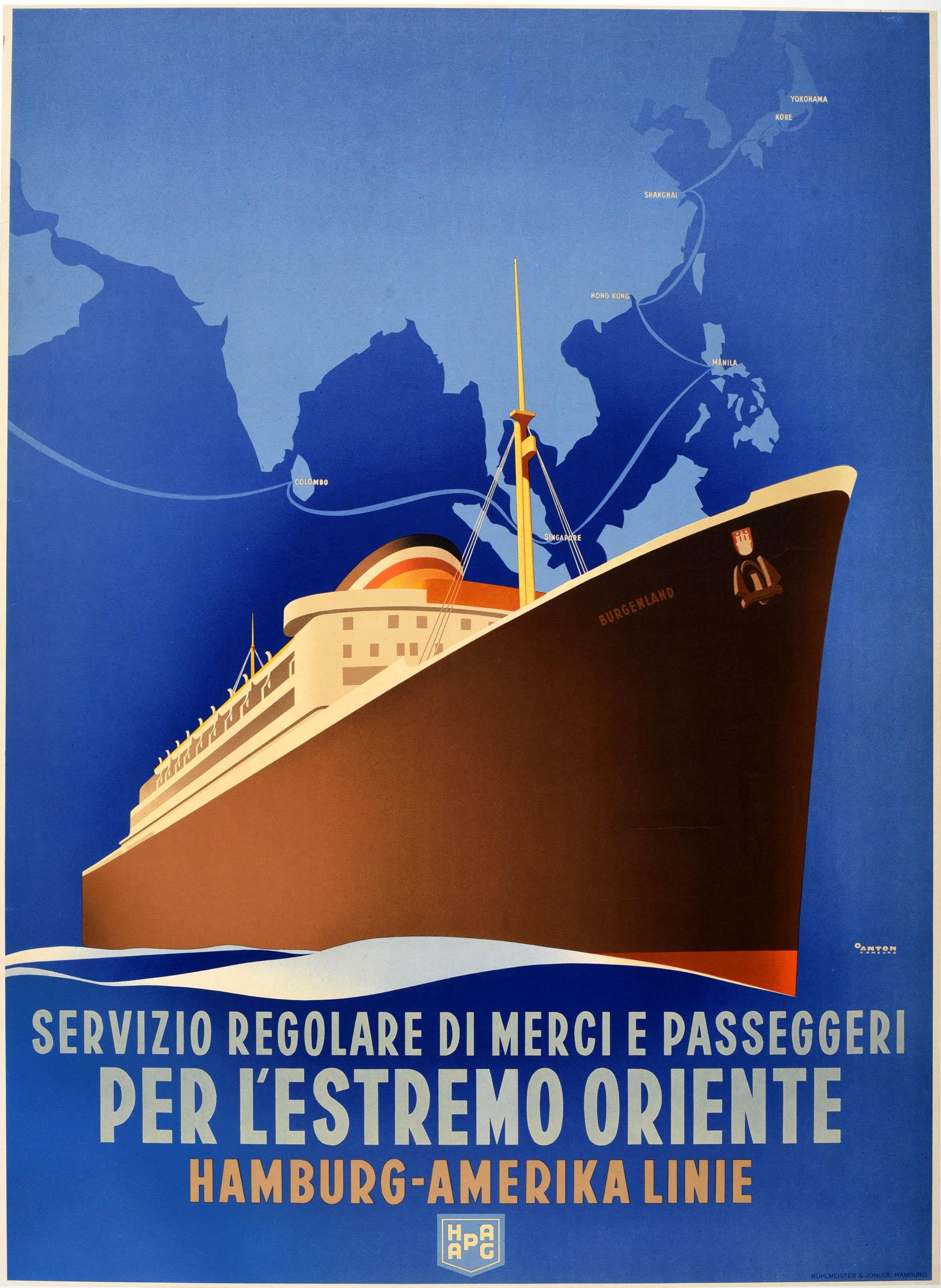 Manila Philippines Oceanliner Ship Vintage Travel Advertisement Art Poster 