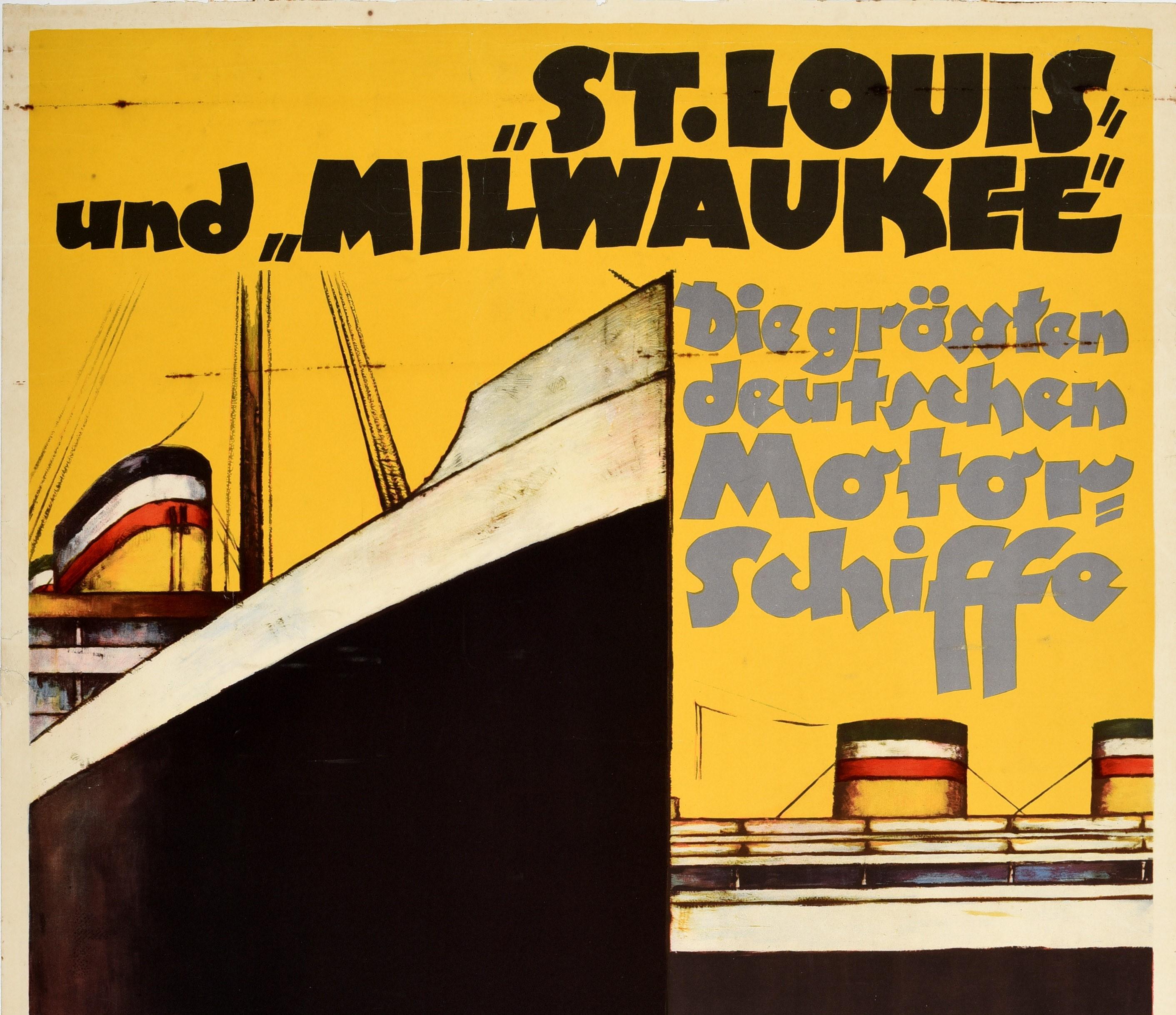 Original Vintage Poster Hamburg Amerika Line St Louis & Milwaukee Cruise Travel - Print by Ottomar Anton