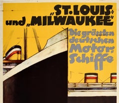 Original Vintage Poster Hamburg Amerika Line St Louis & Milwaukee Cruise Travel