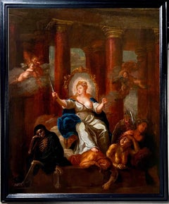 17th century Old Master painting - Allegory of Justice - truth demons skeleton