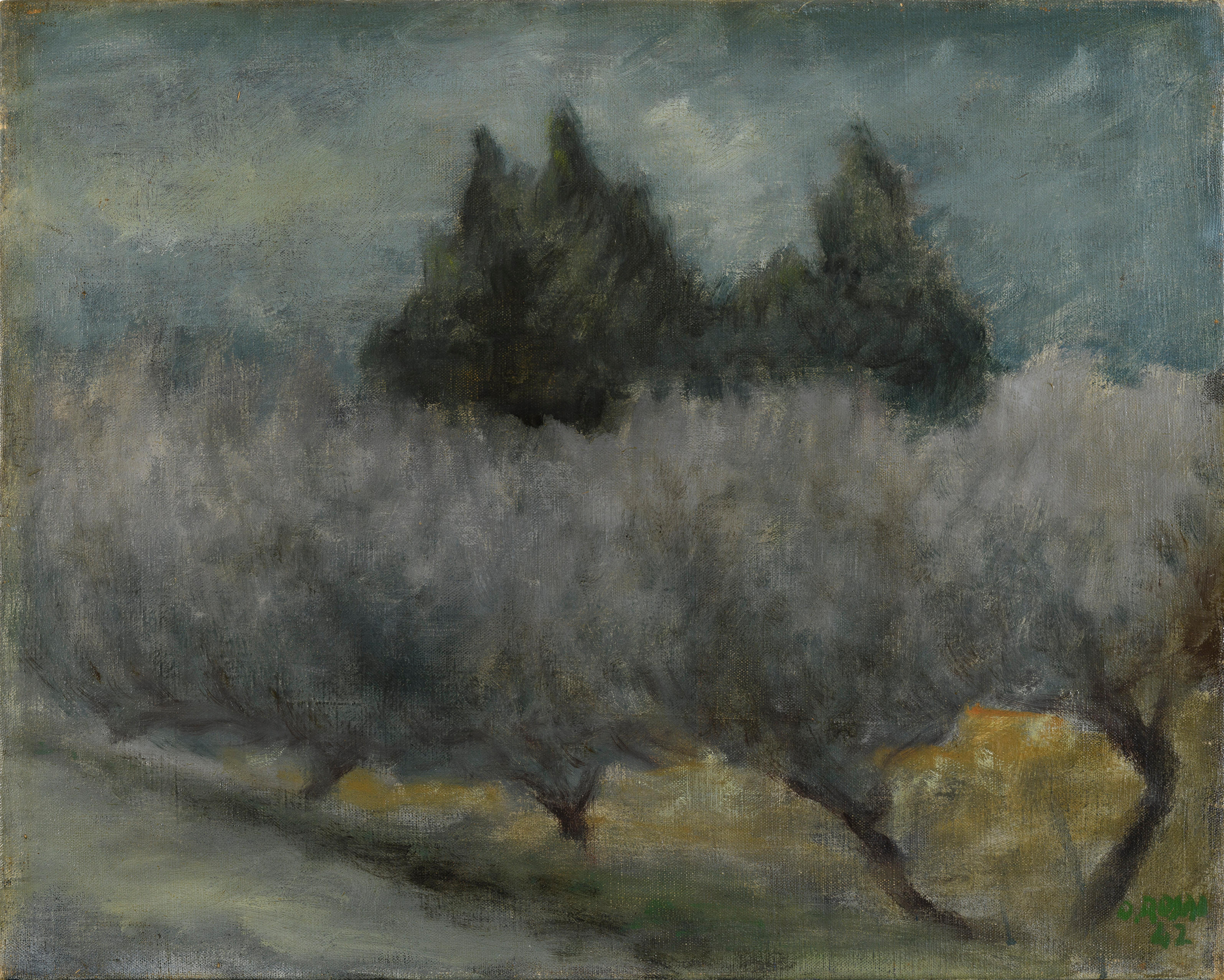 Landscape Painting de Ottone Rosai - Olivos en la Toscana
