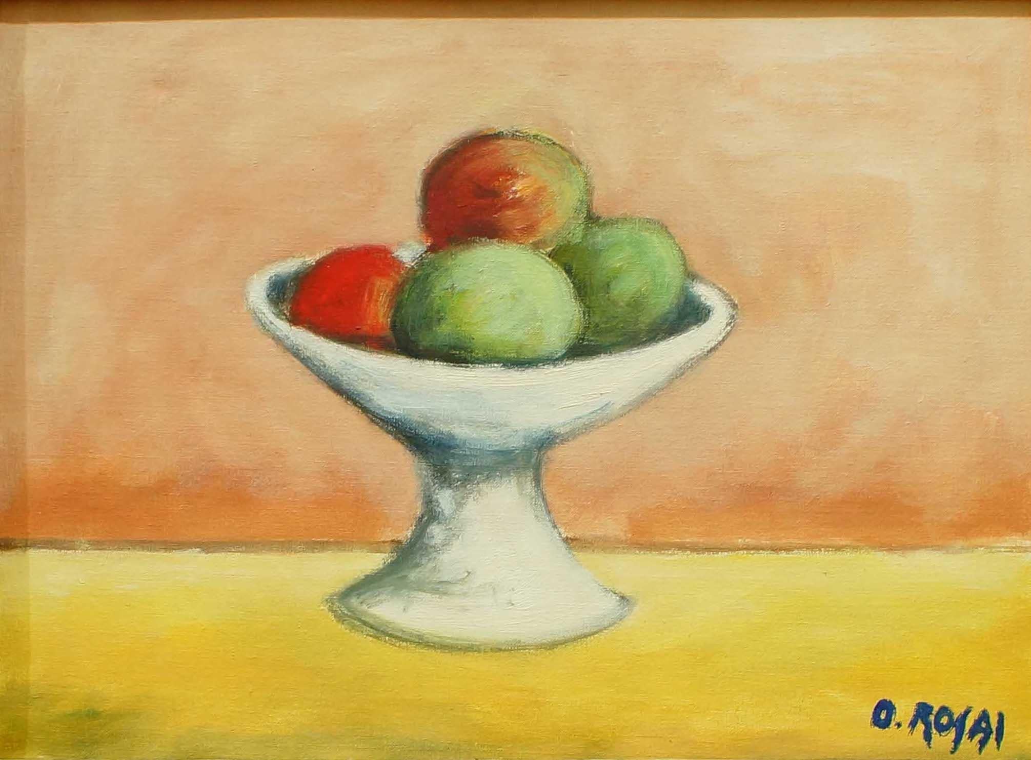 Nature morte avec fruits - Huile sur toile d'Ottone Rosai - 1950 environ. en vente 3