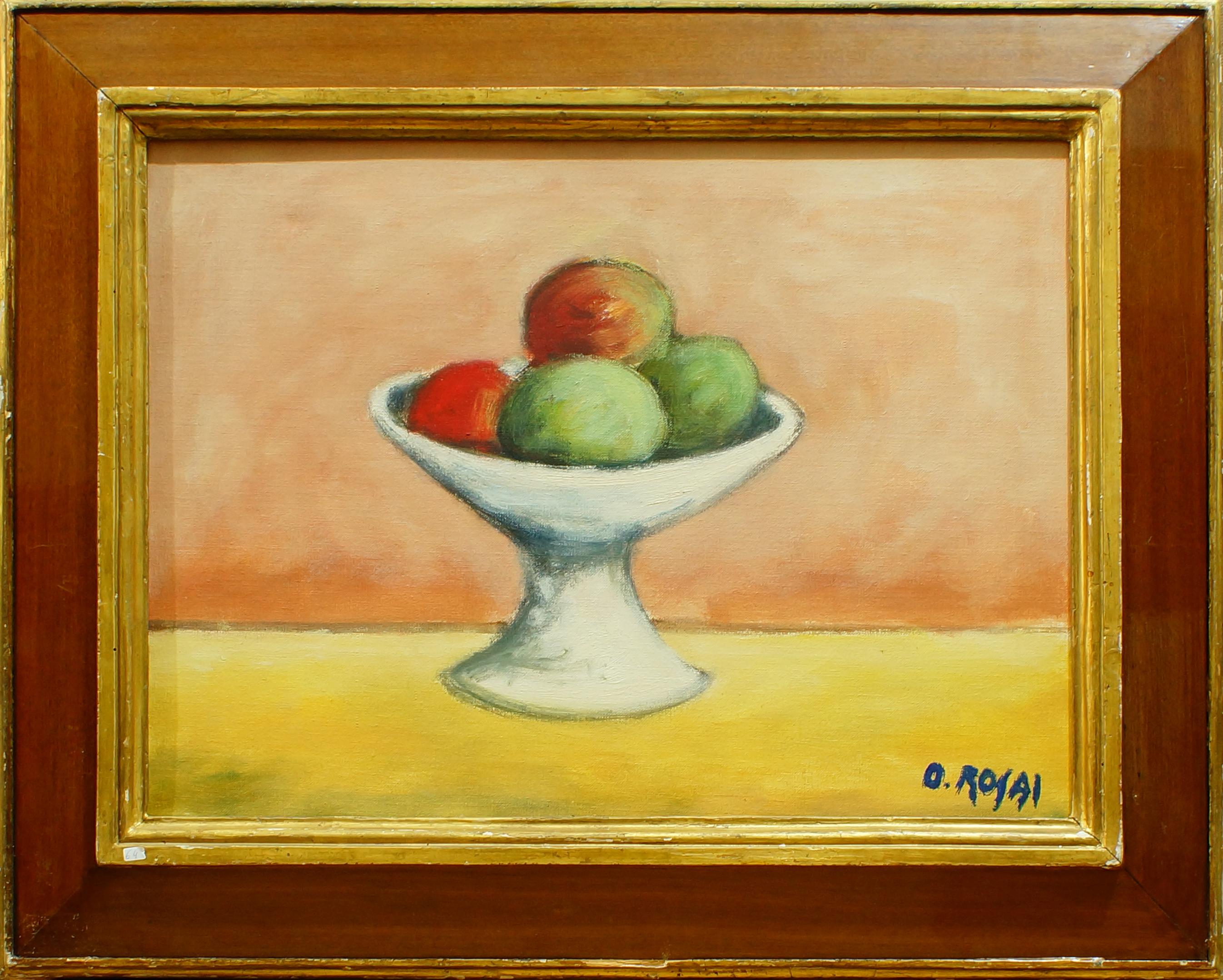 Stillleben mit Früchten – Öl auf Leinwand von Ottone Rosai – 1950 ca.