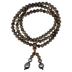 Oud & Tahitian Pearl Buddhist-Inspired Necklace for Men