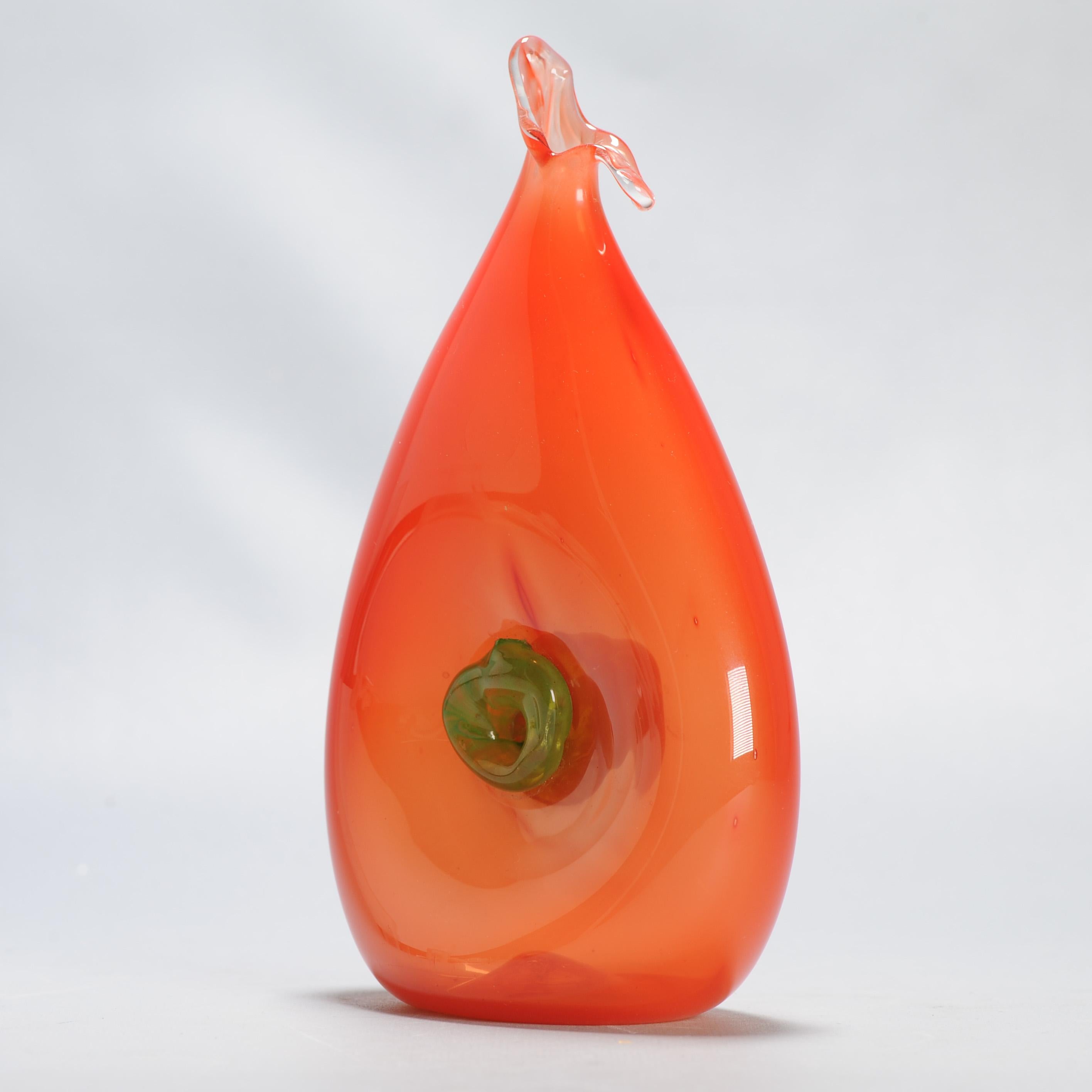 Oude Horn Bernard Heesen Unica, Leerdam-Glasvase, Einzelausgabe Leerdam, hergestellt in Holland (Niederländisch) im Angebot
